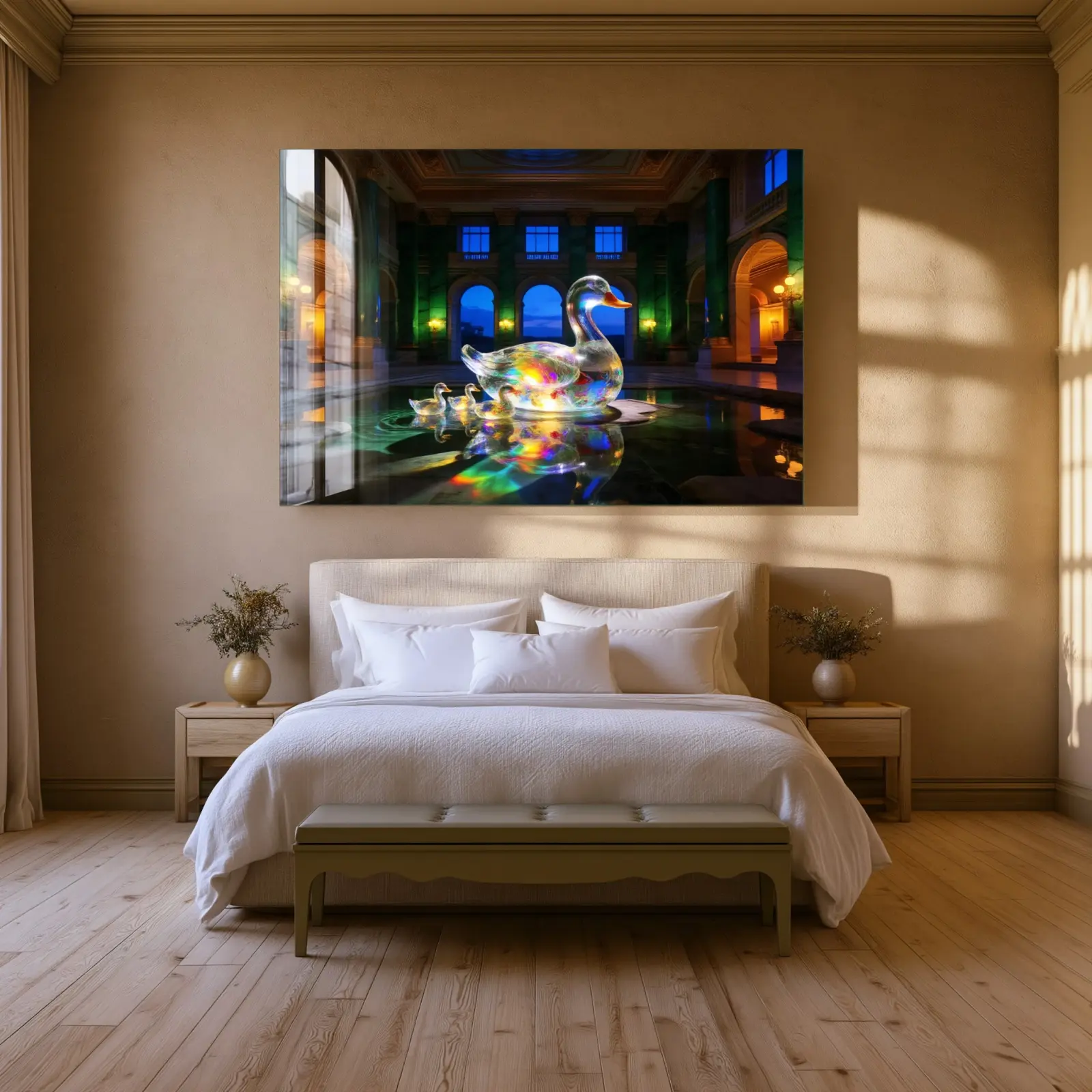 Crystal Duck Family Jewel Palace Pond | Glass Wall Art — 3