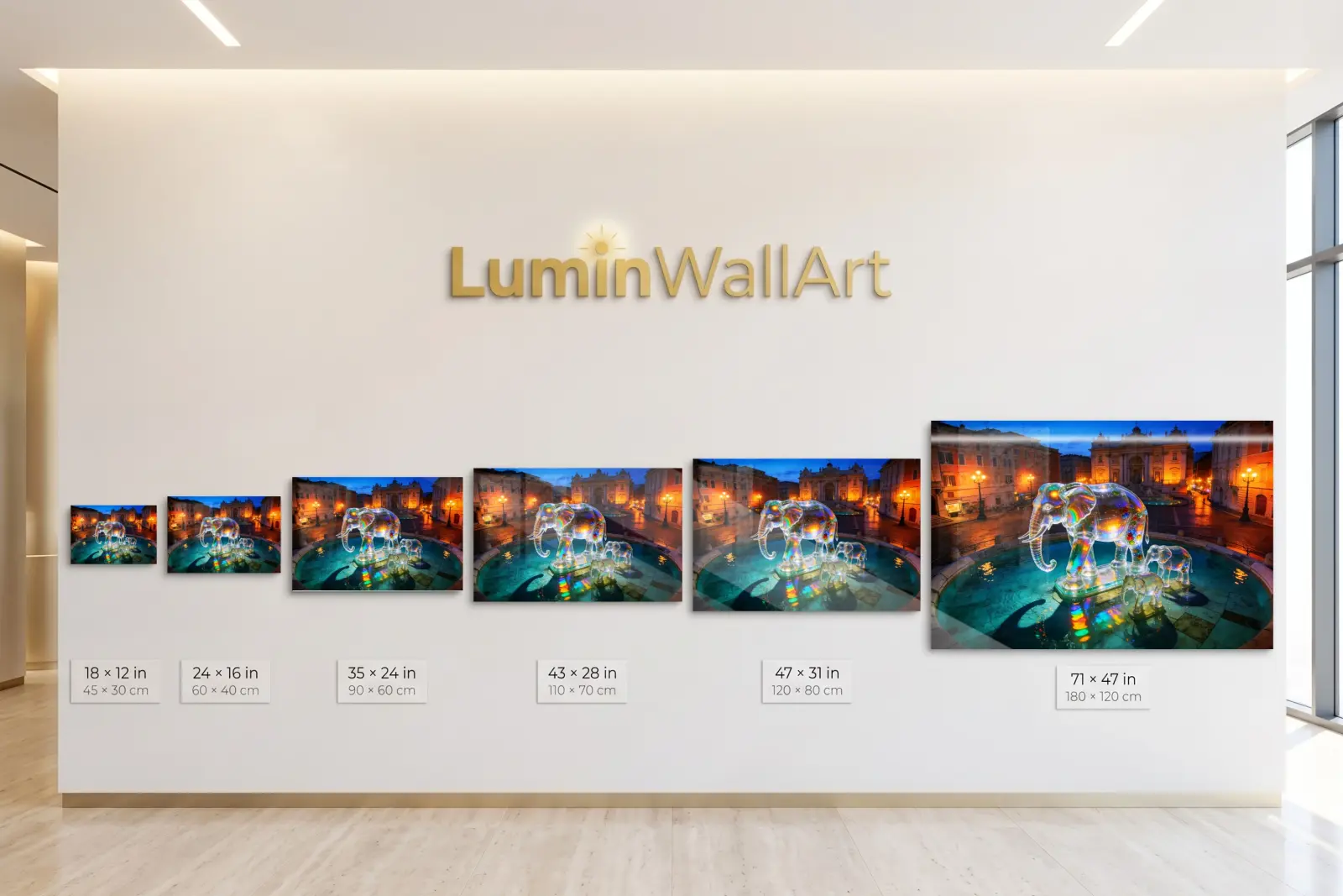 Glass Elephant Fountain Art Twilight Piazza | Glass Wall Art — 8