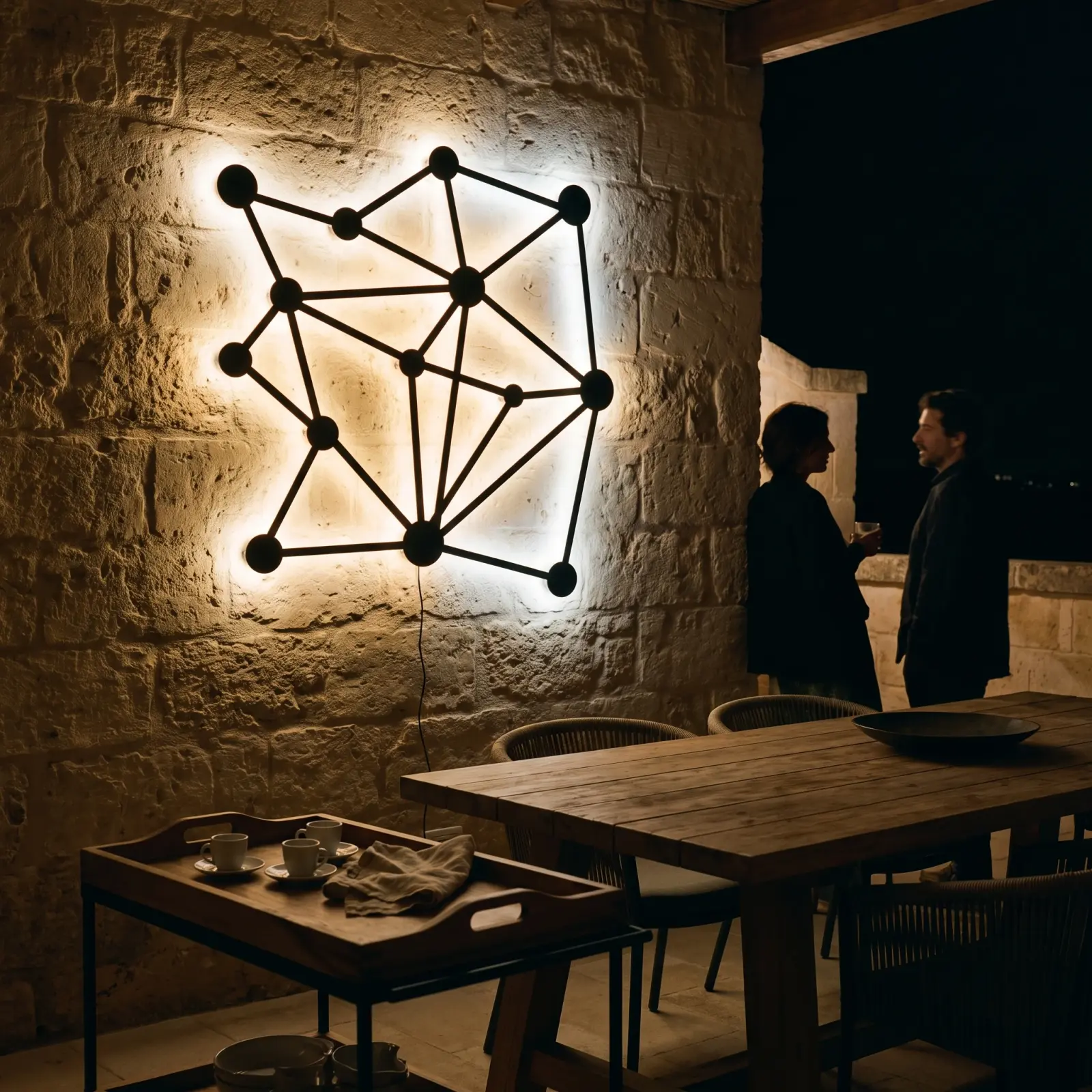 Geometric Network Metal Wall Art – Abstract Constellation, Modern Home Office Decor