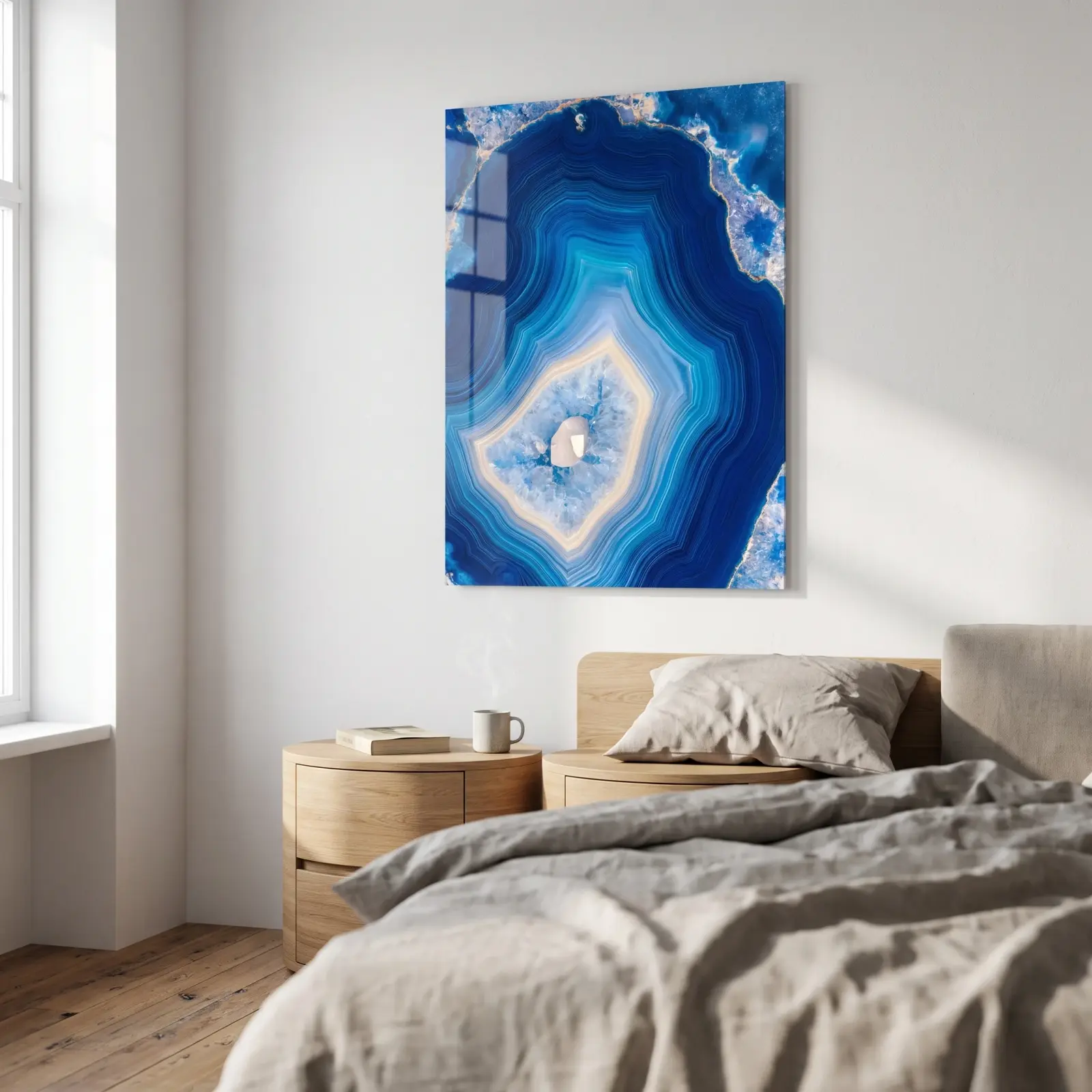 Blue Agate Wall Art Crystal Geode Detail | Glass Wall Art