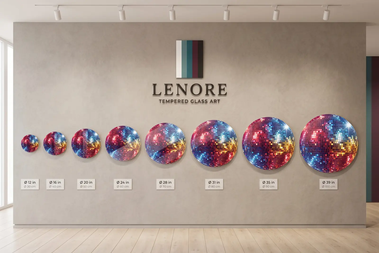 Disco Ball Glass Wall Art Round Retro Tempered Glass Print — 7