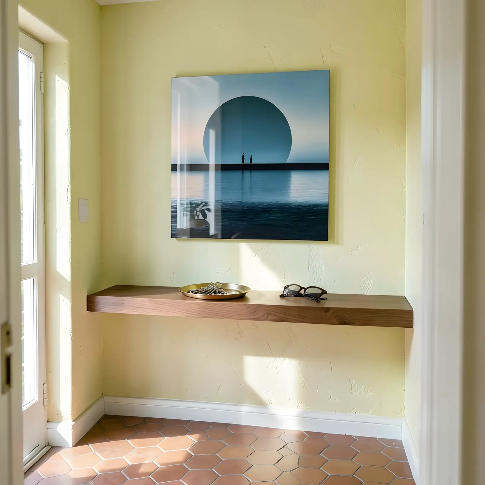 Moonrise Seascape Silhouette Couple Scene | Glass Wall Art — 6