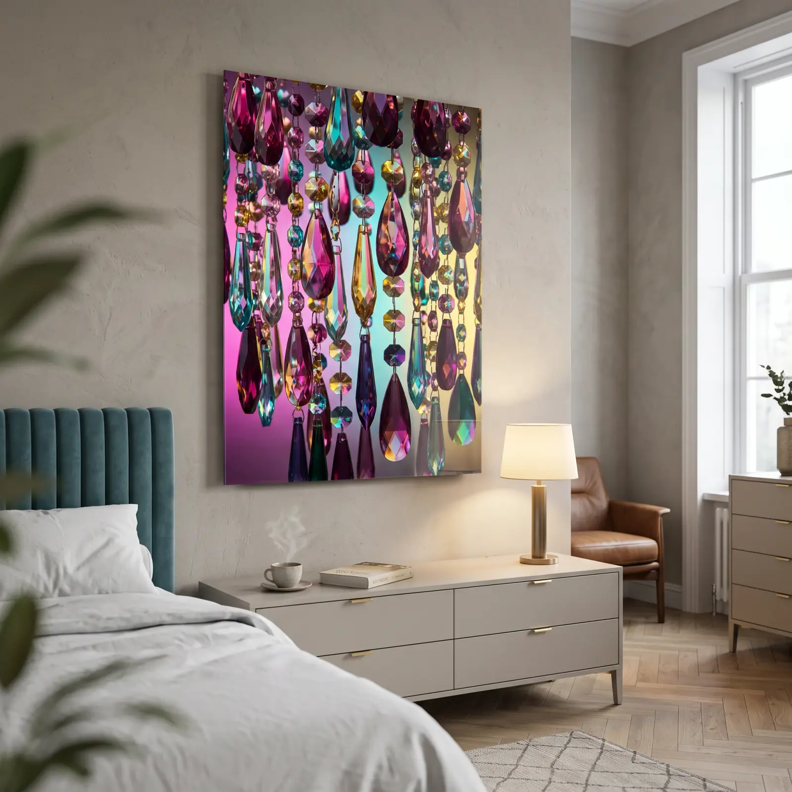Jewel Tone Chandelier Crystals Maximalist Glam | Glass Wall Art — 2