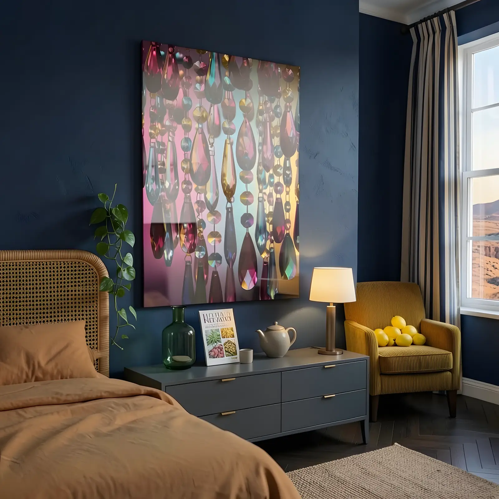 Jewel Tone Chandelier Crystals Maximalist Glam | Glass Wall Art — 5