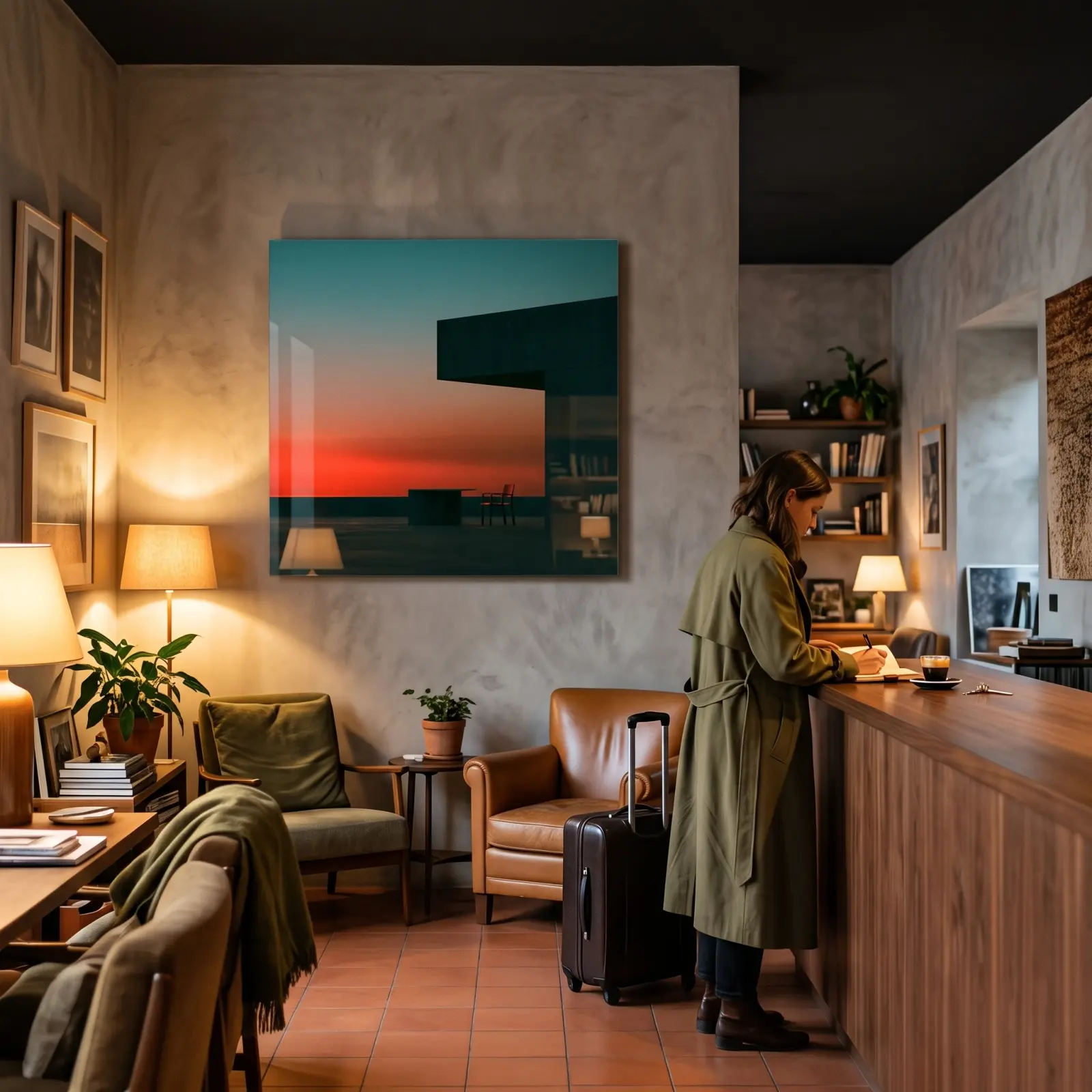 Minimalist Horizon Sunset Architecture Dusk Terrace | Glass Wall Art — 3