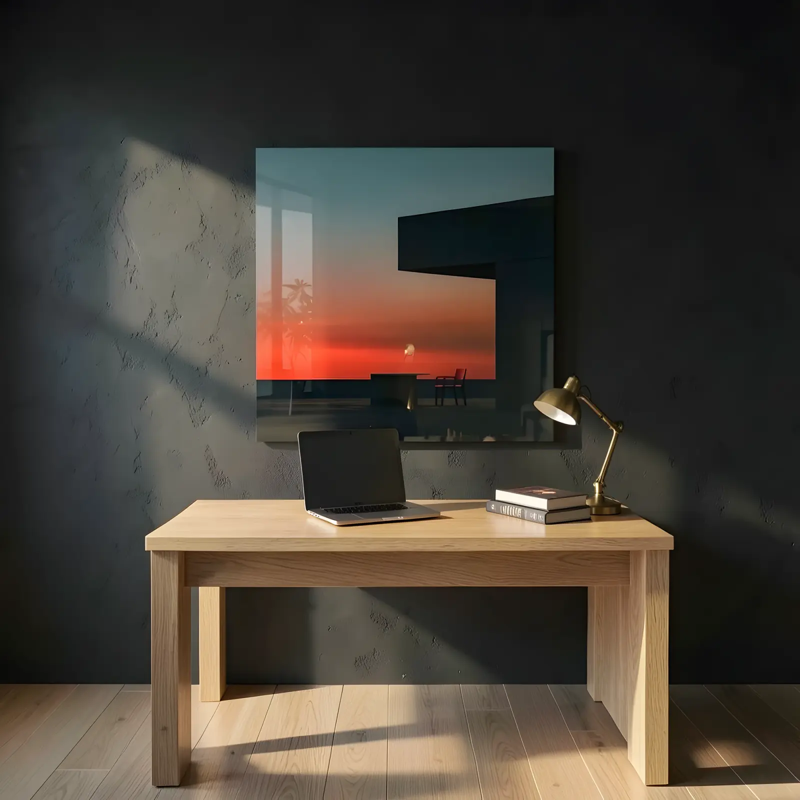 Minimalist Horizon Sunset Architecture Dusk Terrace | Glass Wall Art — 4