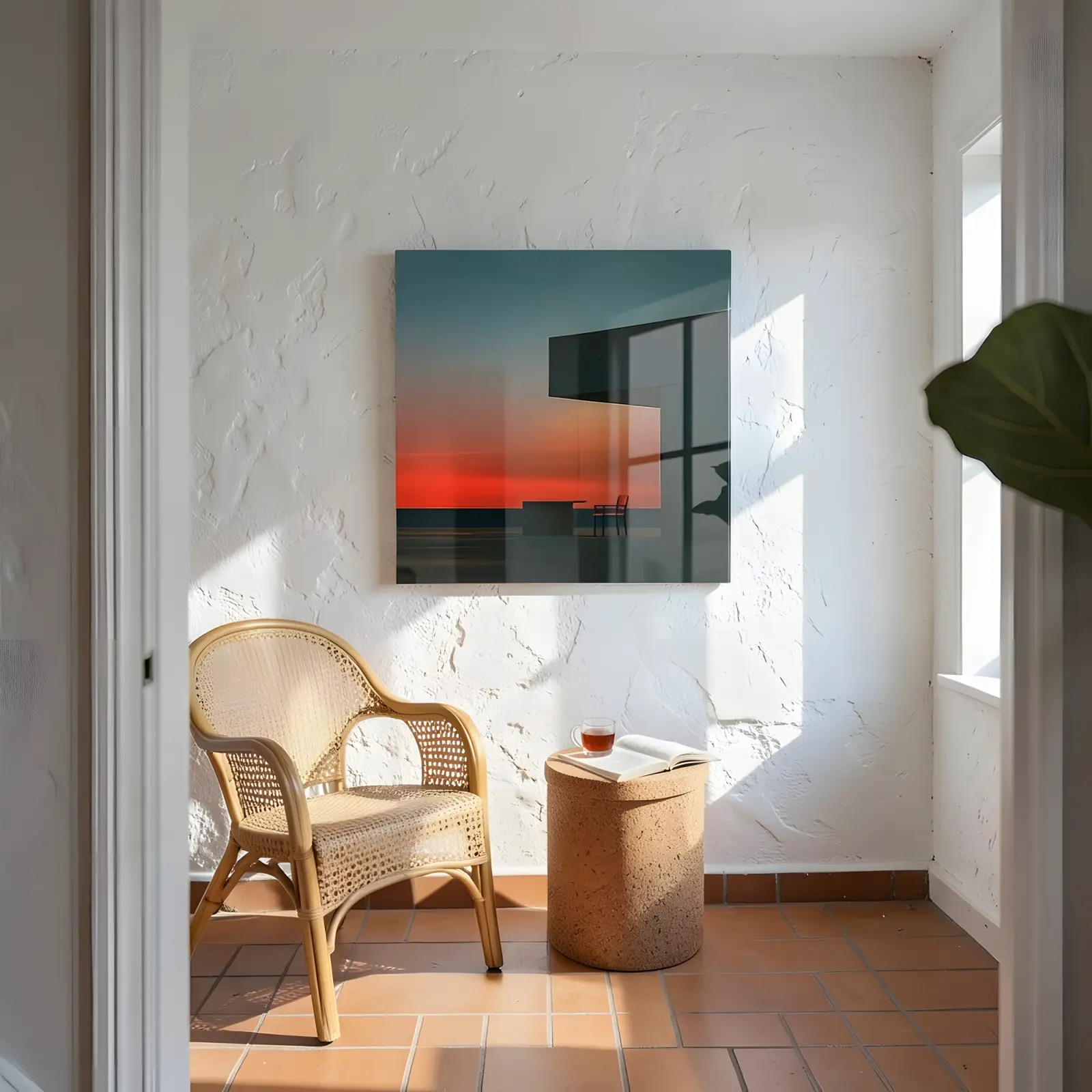 Minimalist Horizon Sunset Architecture Dusk Terrace | Glass Wall Art — 6