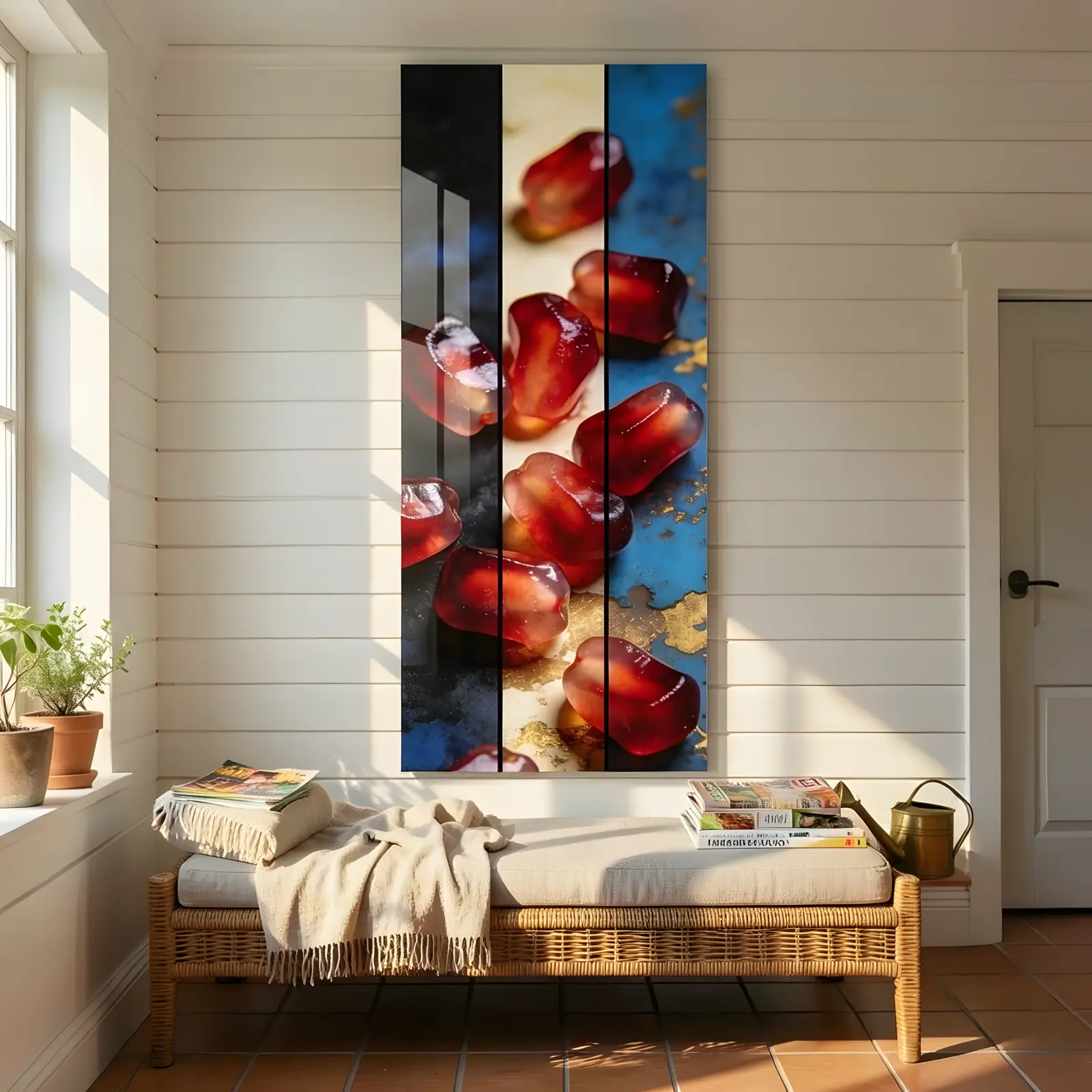 Pomegranate Seeds Triptych Gold Leaf Panel | Glass Wall Art — 4