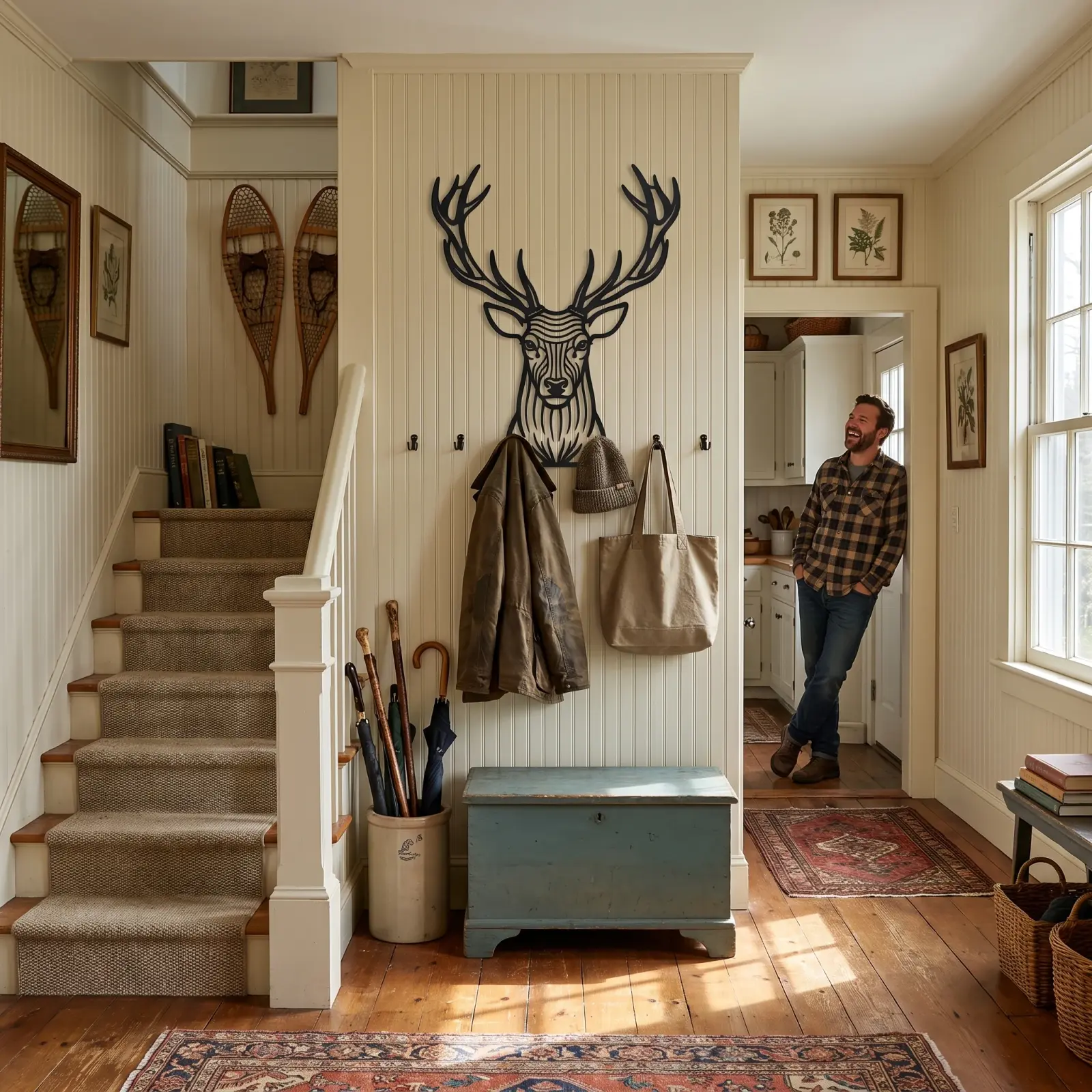 Stag Metal Coat Rack Wall Art – Antler Quiet, Entryway and Mudroom Decor — 2
