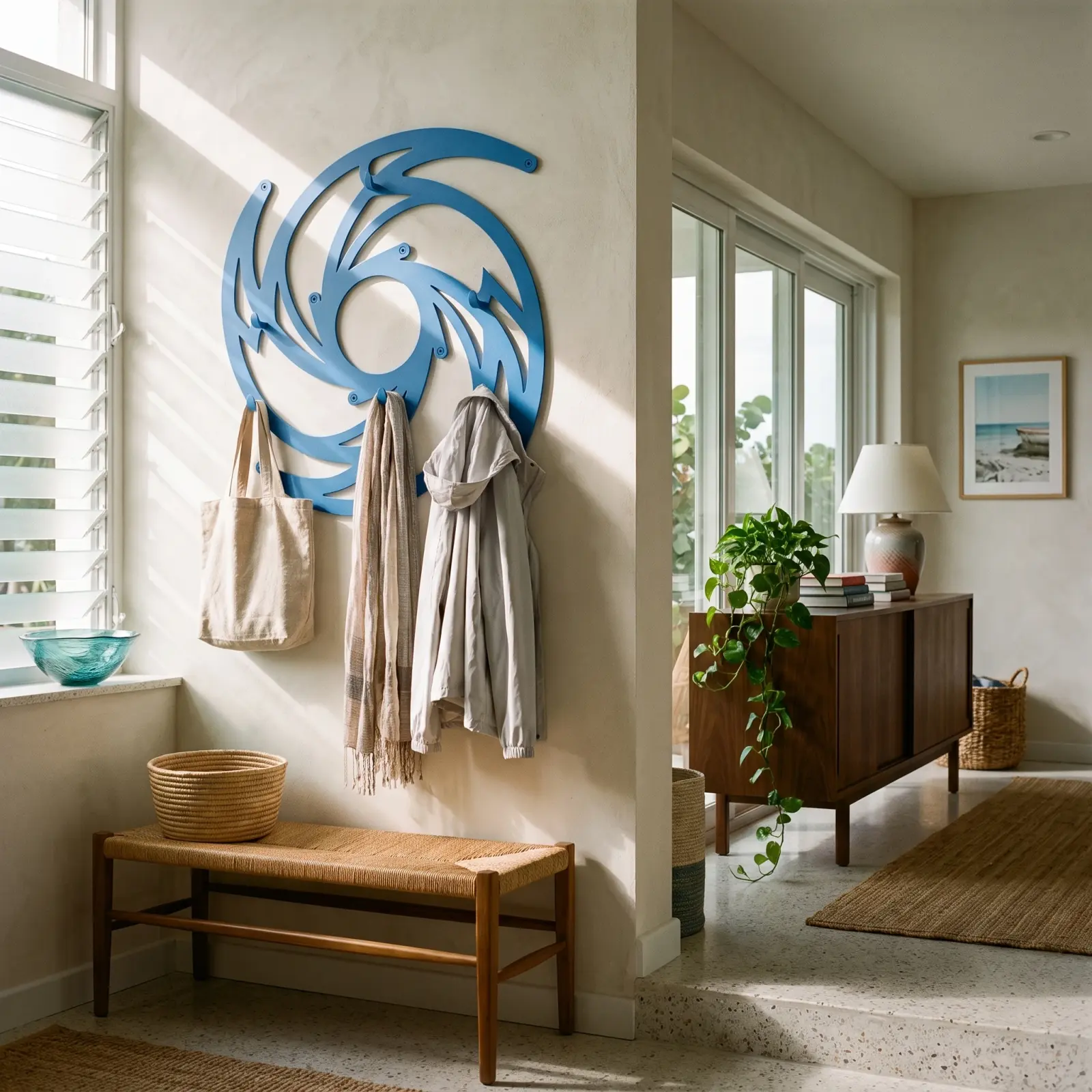 Hurricane Spiral Metal Coat Rack Wall Art – Storm Eye, Entryway and Mudroom Decor
