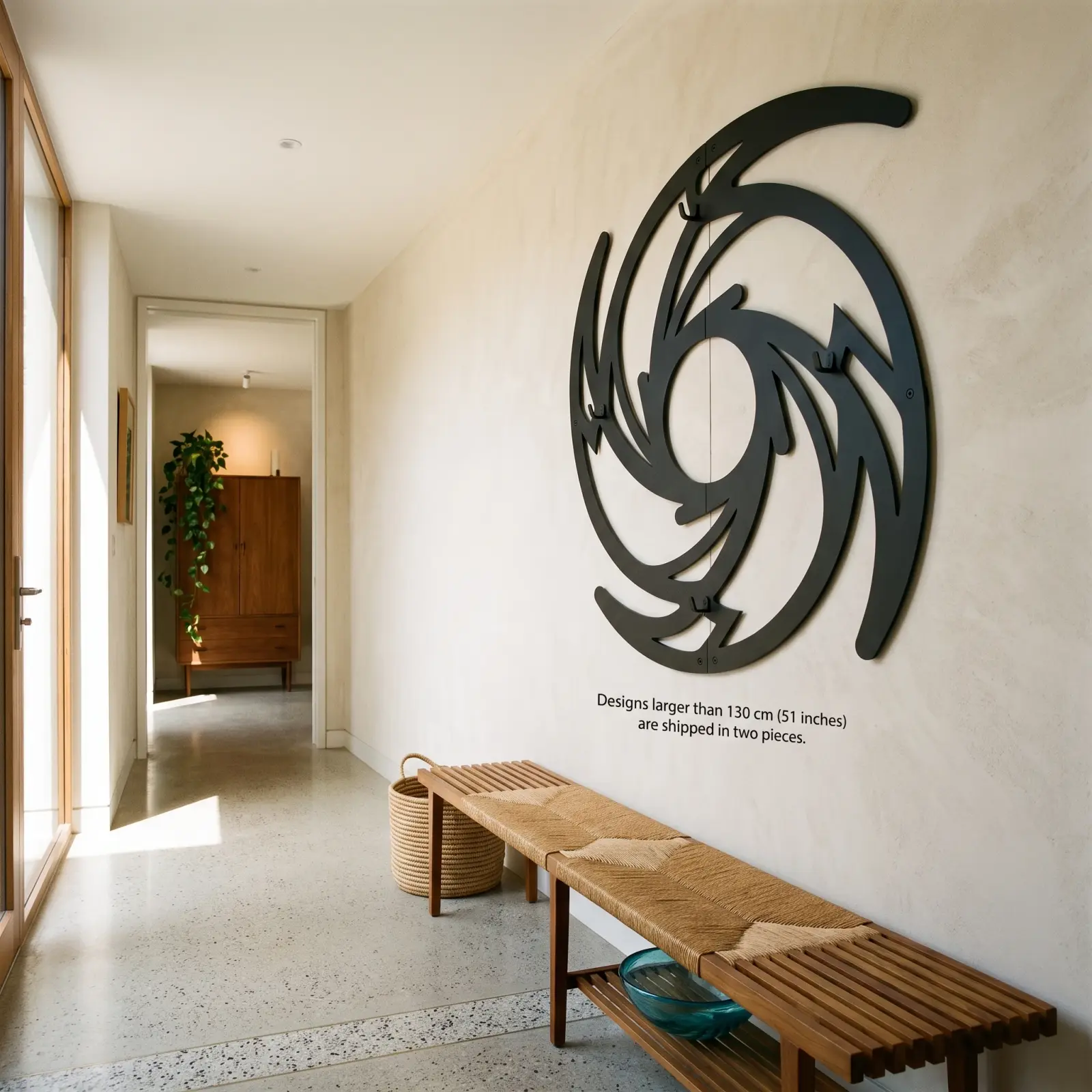 Hurricane Spiral Metal Coat Rack Wall Art – Storm Eye, Entryway and Mudroom Decor — 6