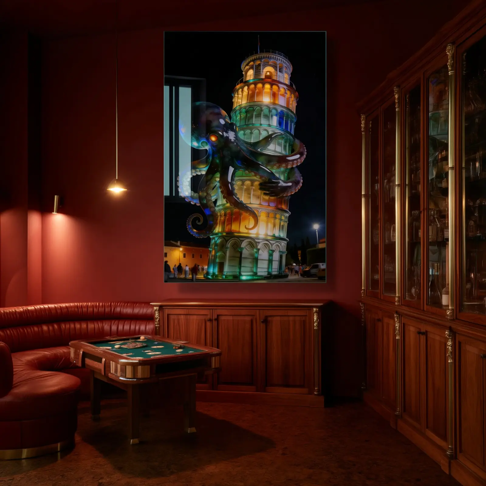 Octopus Tower Glass Wall Art Surreal Night | Tempered Glass Print — 5