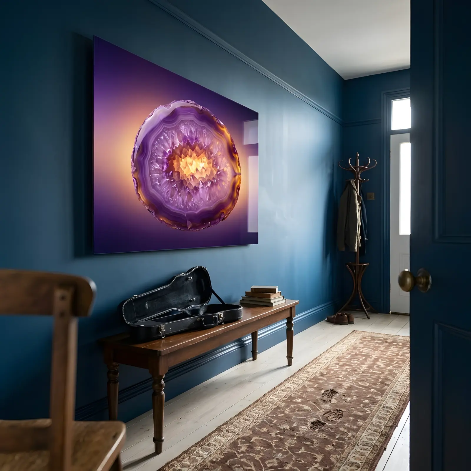 Amethyst Geode Wall Art Purple Crystal Slice | Glass Wall Art — 2