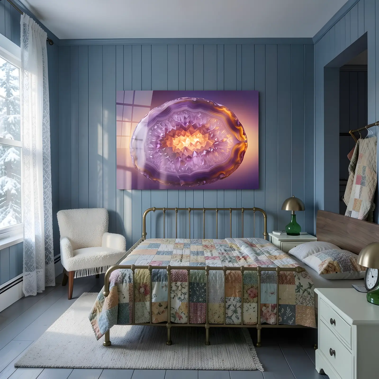 Amethyst Geode Wall Art Purple Crystal Slice | Glass Wall Art — 4
