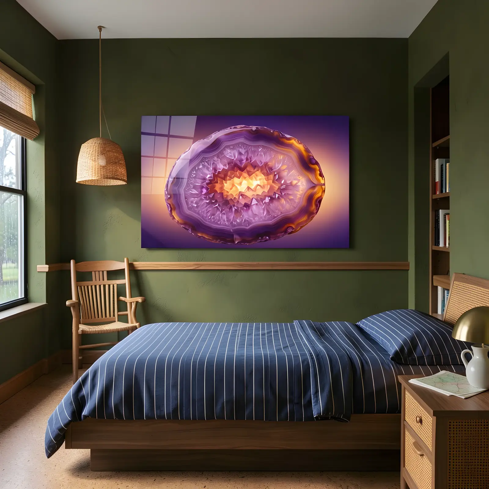 Amethyst Geode Wall Art Purple Crystal Slice | Glass Wall Art — 5