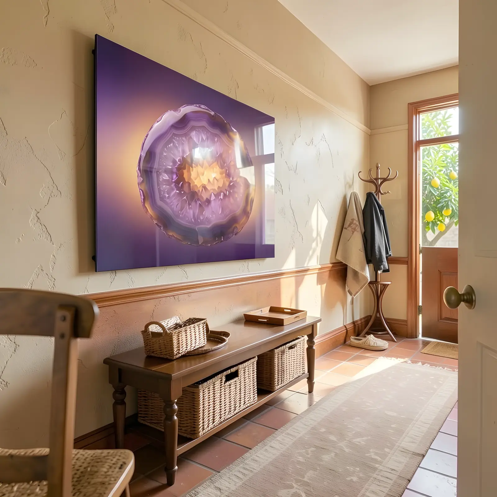 Amethyst Geode Wall Art Purple Crystal Slice | Glass Wall Art — 7
