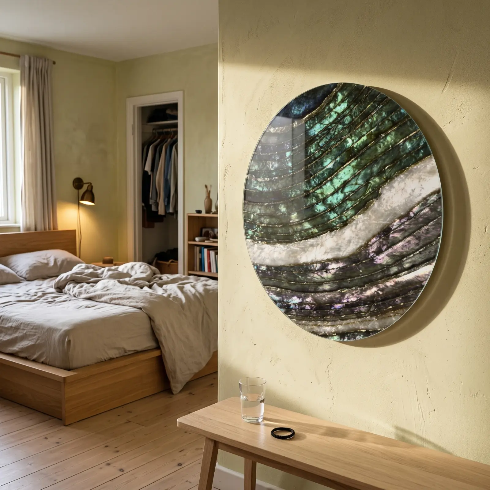 Abalone Shell Round Wall Art Nacre Specimen | Glass Wall Art