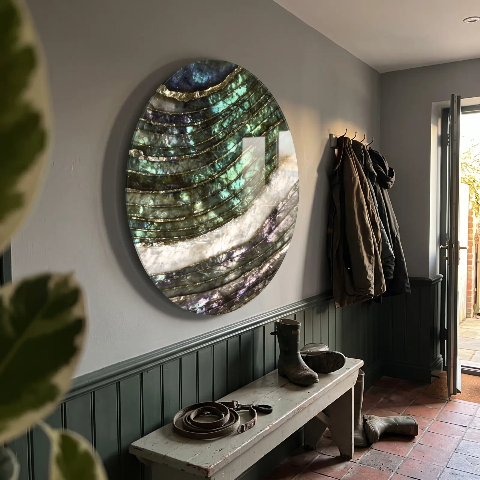 Abalone Shell Round Wall Art Nacre Specimen | Glass Wall Art — 2