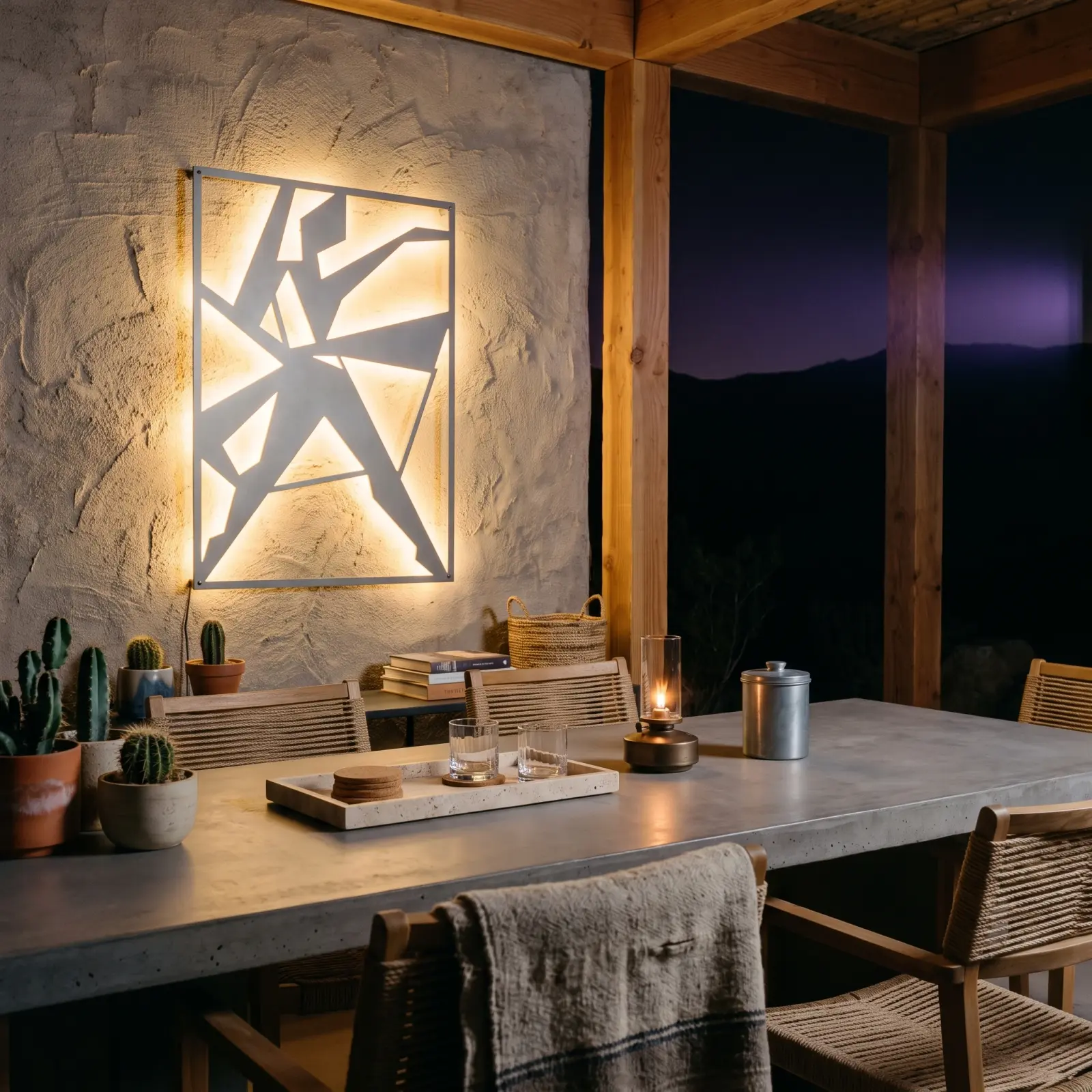 Shattered Facet Metal Wall Art LED Backlit – Splinter Light, Modern Living Room Decor — 6