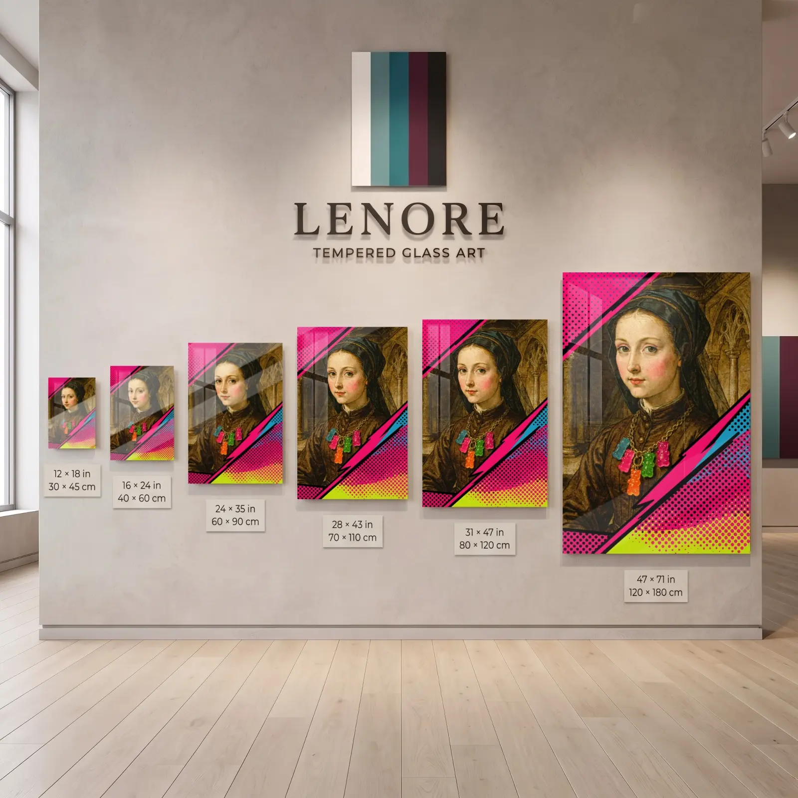 Pop Art Renaissance Portrait Halftone Design | Glass Wall Art — 8