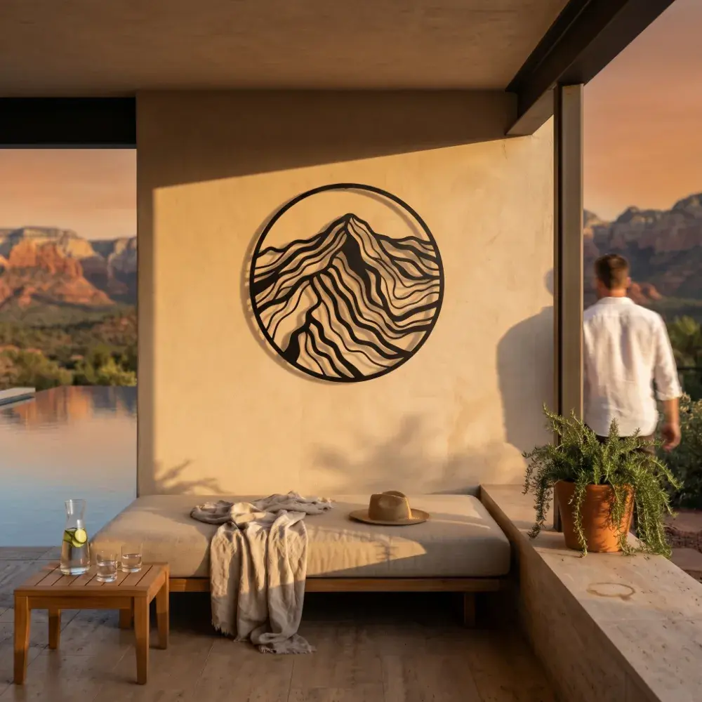 Mountain Metal Wall Art – Topo Peak, Rustic Cabin Decor