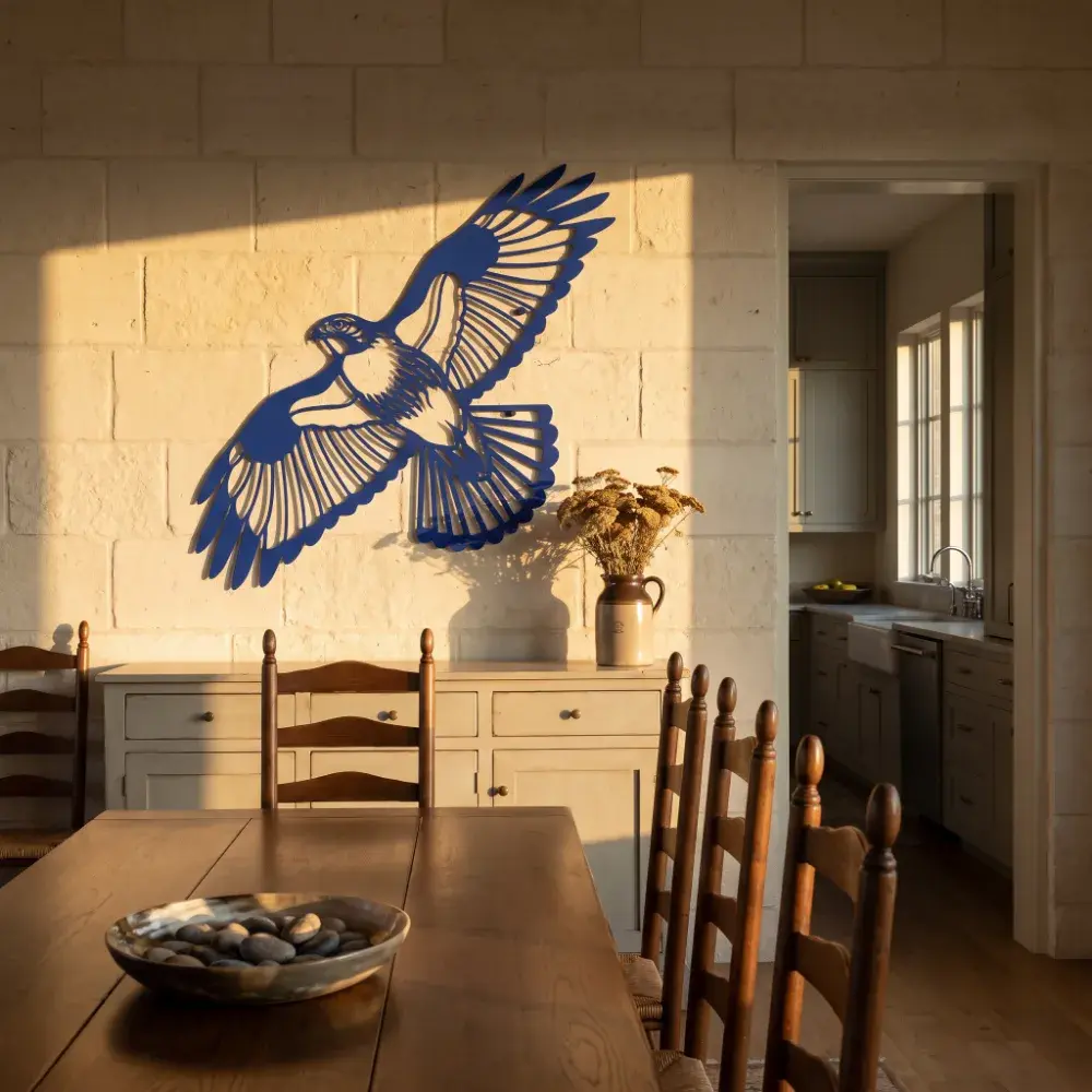 Flying Hawk Metal Rustic Wall Art – Thermal Rise, Lodge Living Room Decor