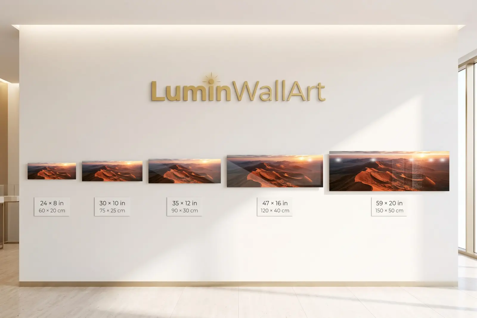Desert Sand Dunes Sunrise Panoramic Landscape | Glass Wall Art — 5
