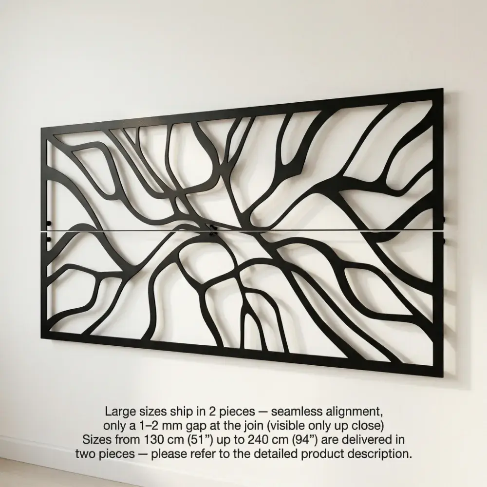 Abstract Line Art Metal Wall Art – Flowing Roots Motif, Living Room Decor — 11