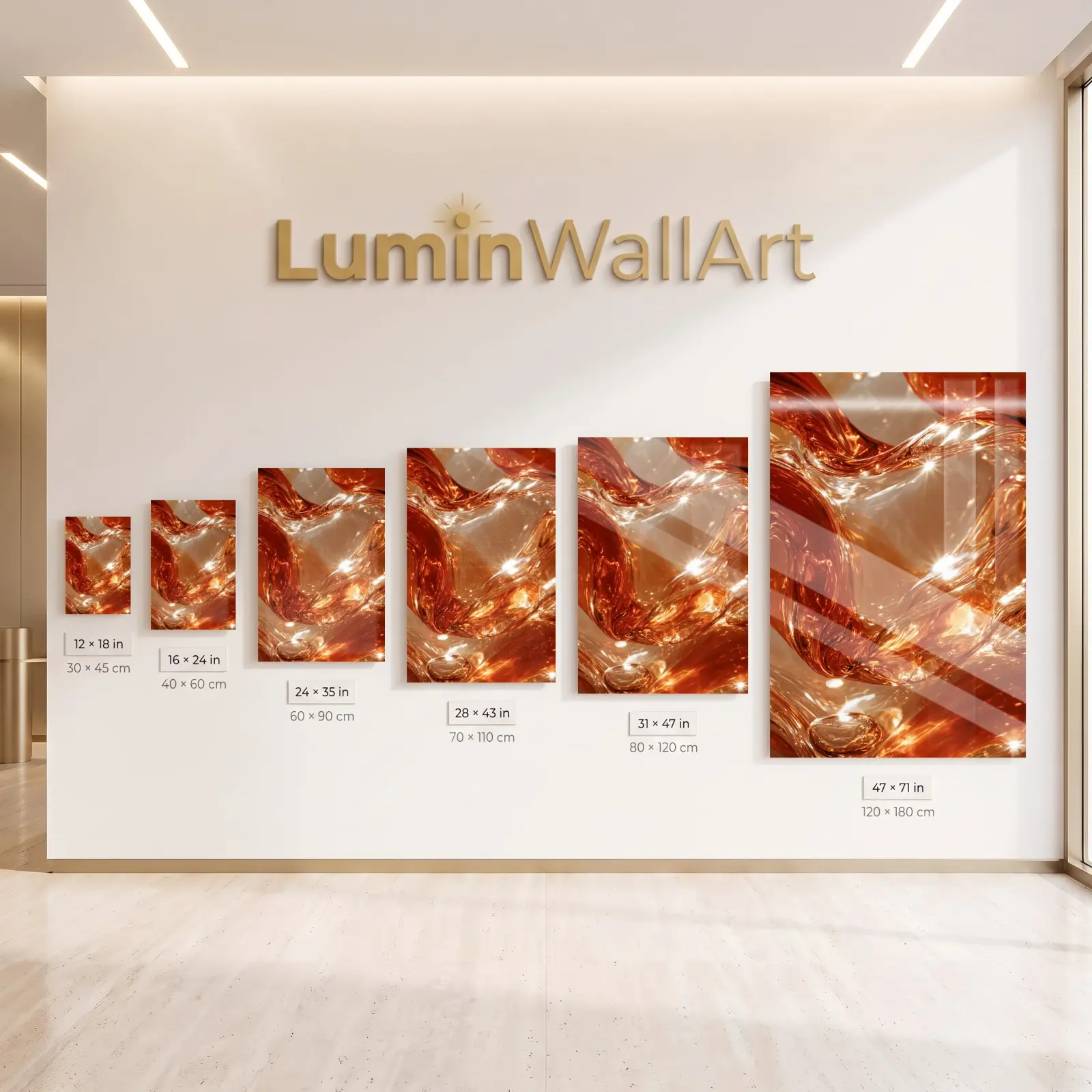Amber Abstract Glass Wall Art Liquid Copper Flow Glass Wall Decor — 5