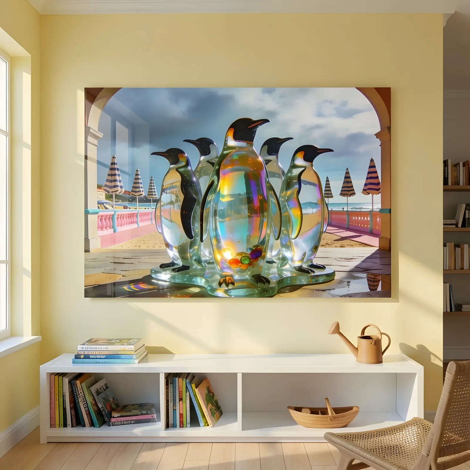 Crystal Penguin Coastal Art Iridescent Seaside Decor | Glass Wall Art — 4