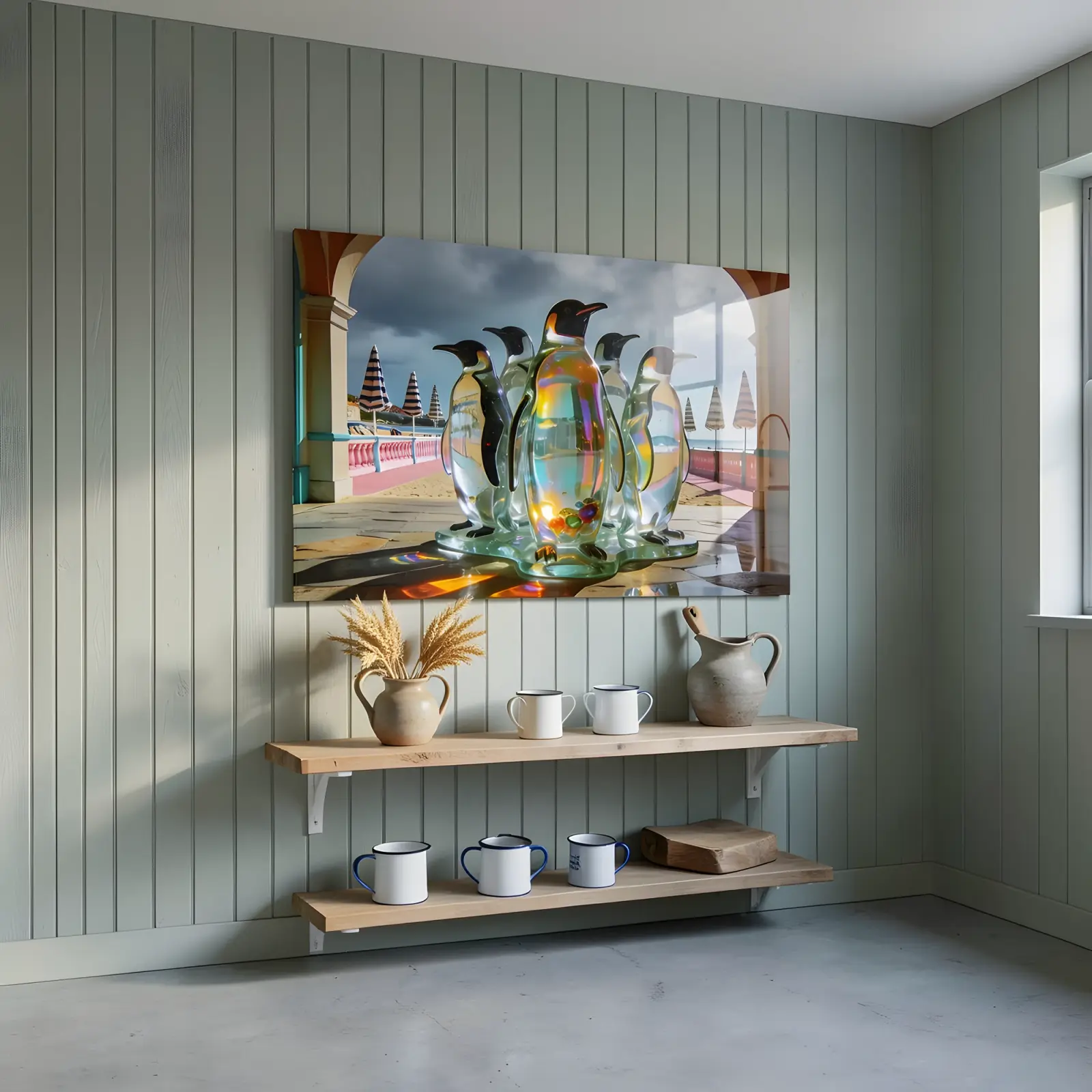 Crystal Penguin Coastal Art Iridescent Seaside Decor | Glass Wall Art — 7