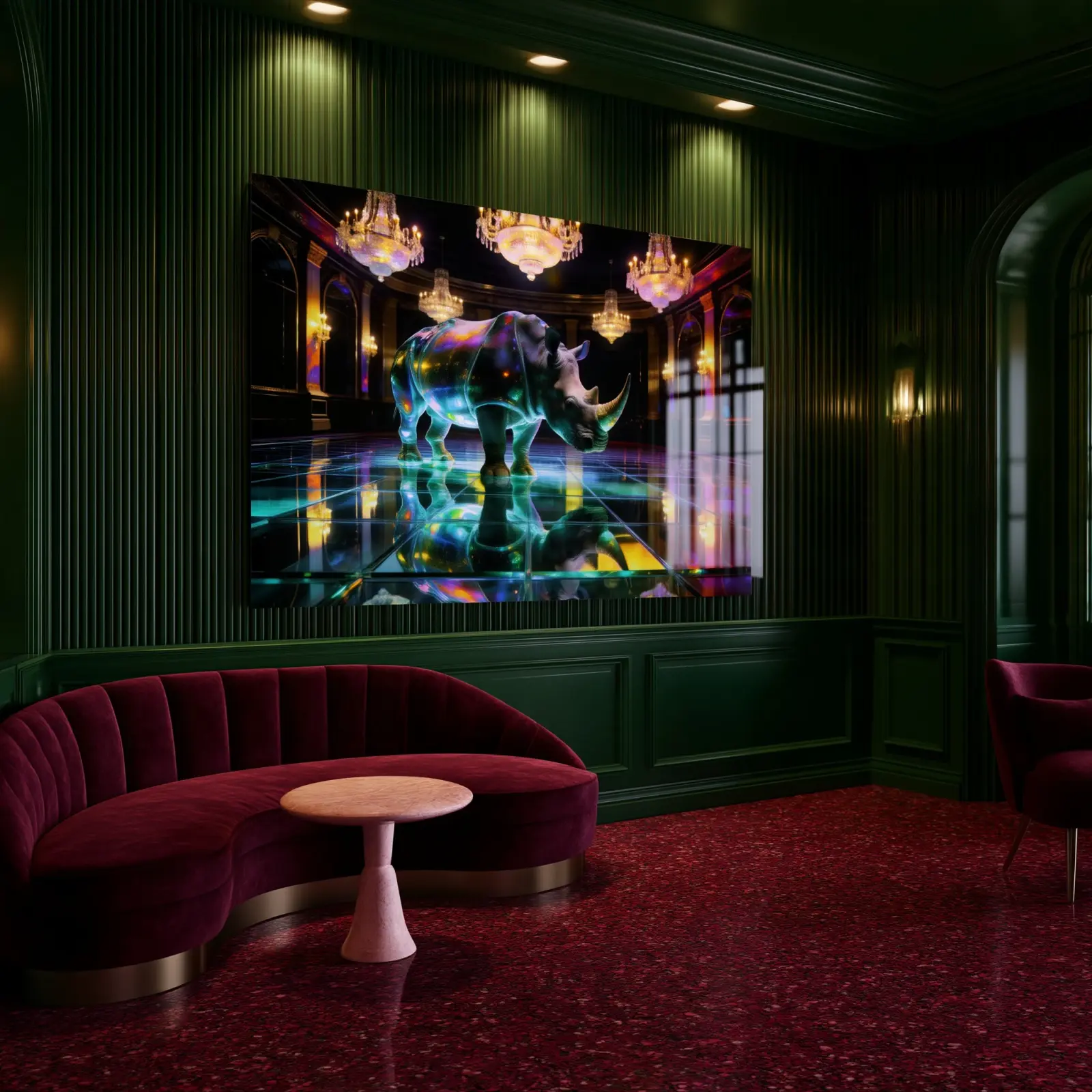 Crystal Rhino Wall Art Ballroom Surreal Animal | Glass Wall Art — 4