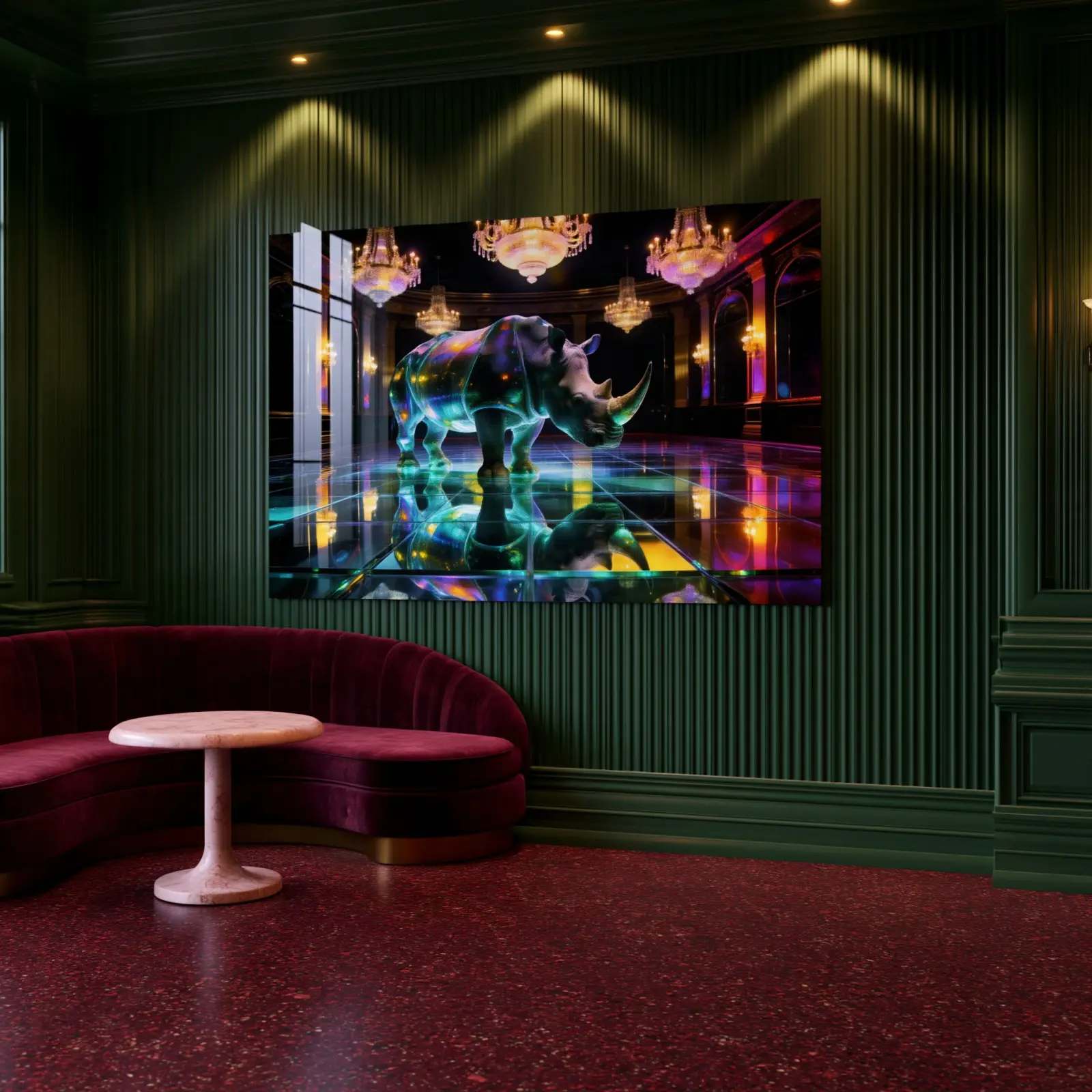 Crystal Rhino Wall Art Ballroom Surreal Animal | Glass Wall Art — 5