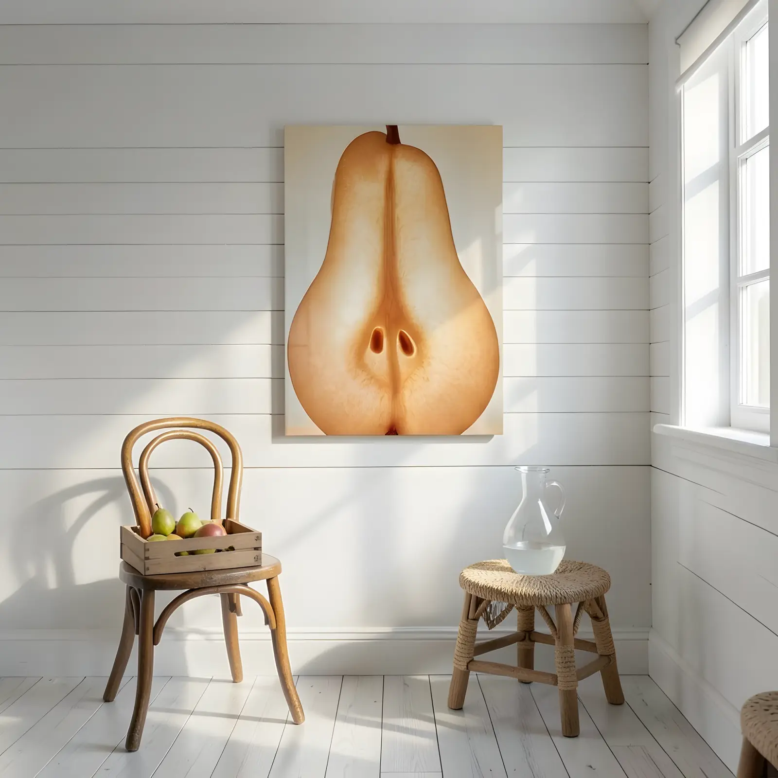 Golden Pear Wall Art Backlit Amber Fruit Detail | Tempered Glass Print — 6