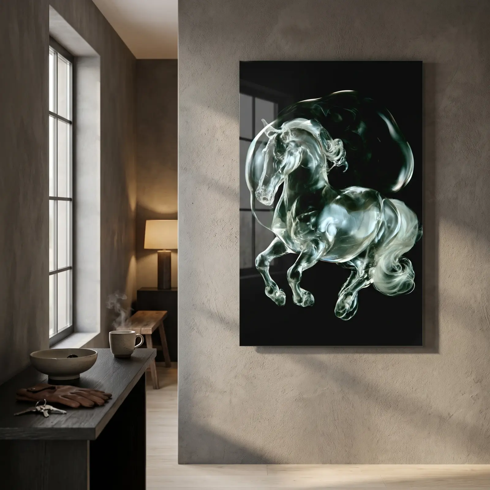 Horse Glass Wall Art Liquid Sculpture Equestrian Tempered Glass Print