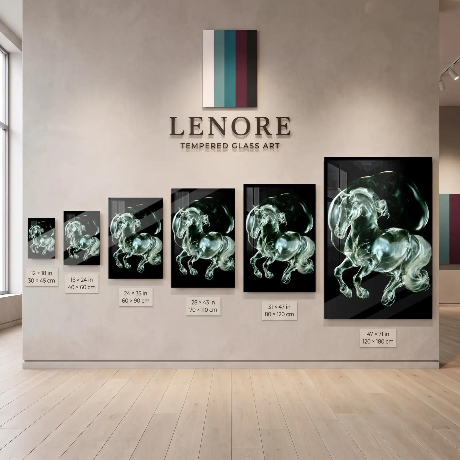 Horse Glass Wall Art Liquid Sculpture Equestrian Tempered Glass Print — 5