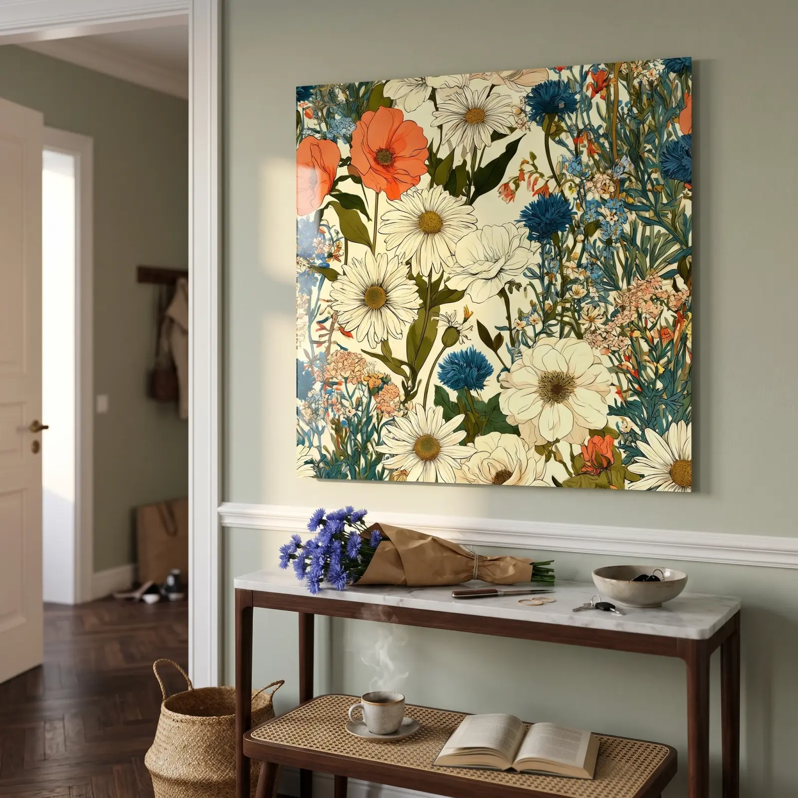 Wildflower Meadow Glass Wall Art Daisy Poppy Floral Tempered Glass Print — 3