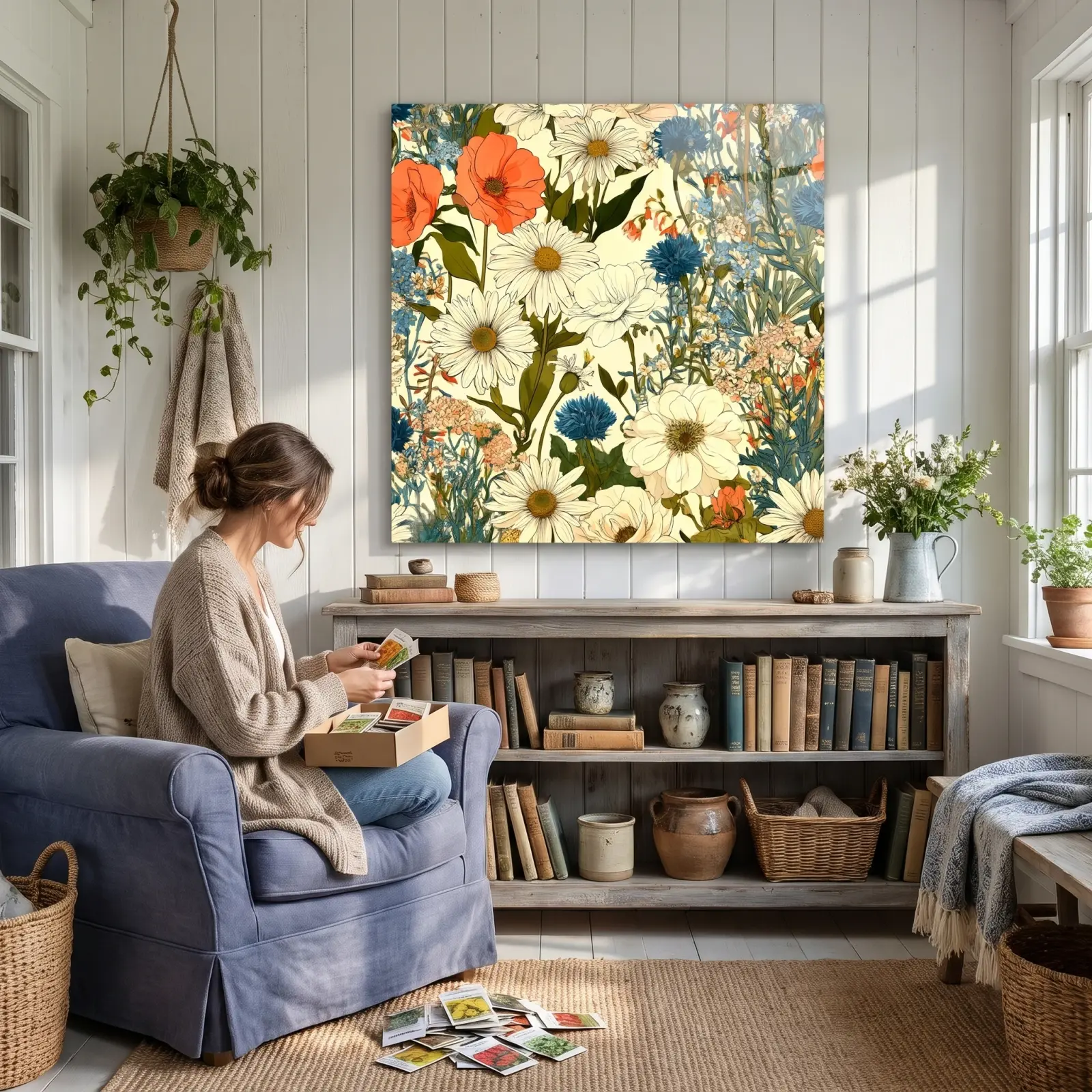 Wildflower Meadow Glass Wall Art Daisy Poppy Floral Tempered Glass Print — 4