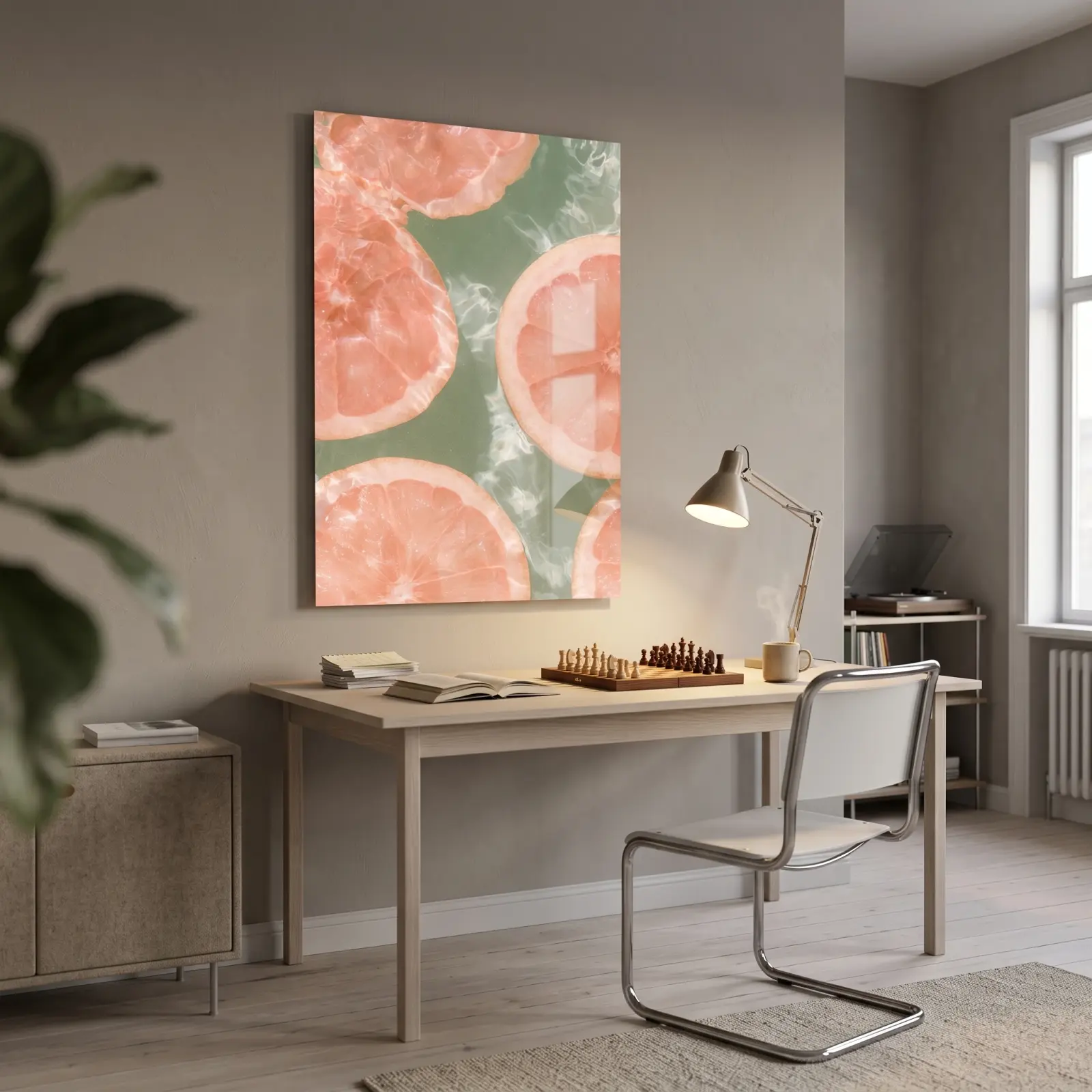 Grapefruit Citrus Wall Art Pink Fruit in Water | Glass Wall Art — 2