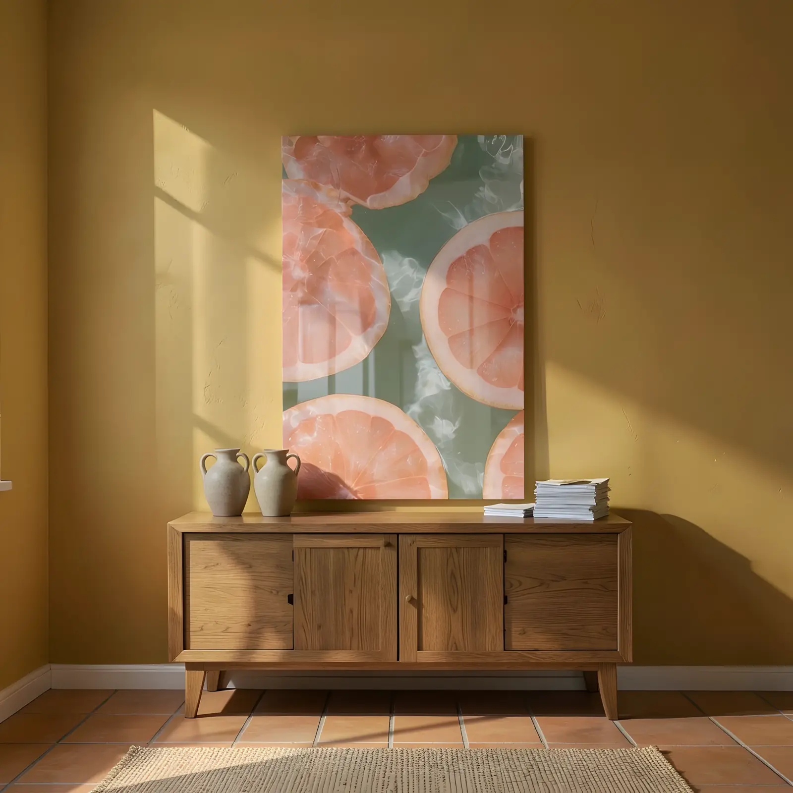 Grapefruit Citrus Wall Art Pink Fruit in Water | Glass Wall Art — 4