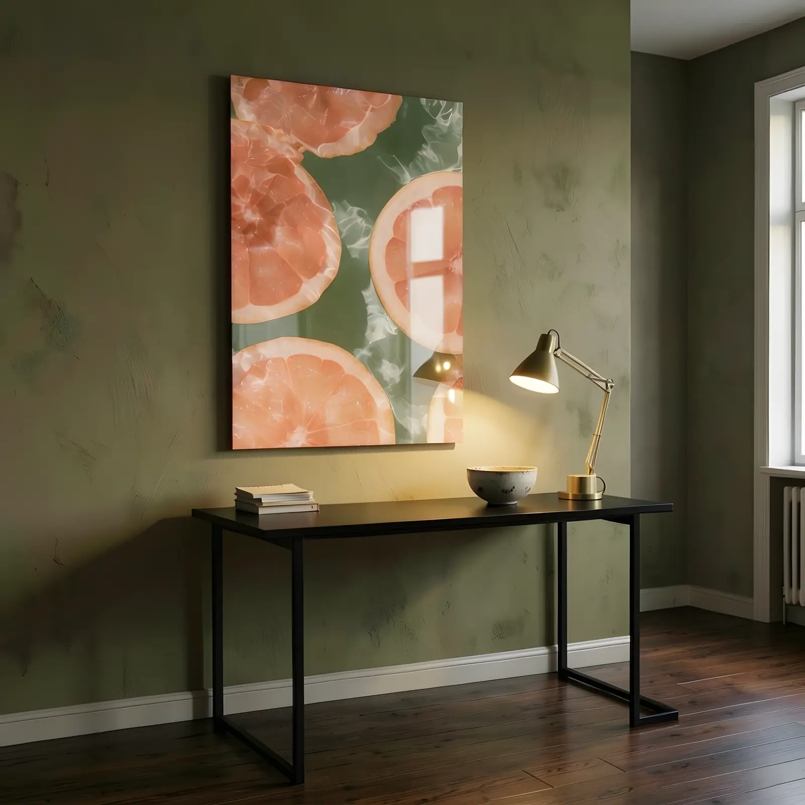 Grapefruit Citrus Wall Art Pink Fruit in Water | Glass Wall Art — 6