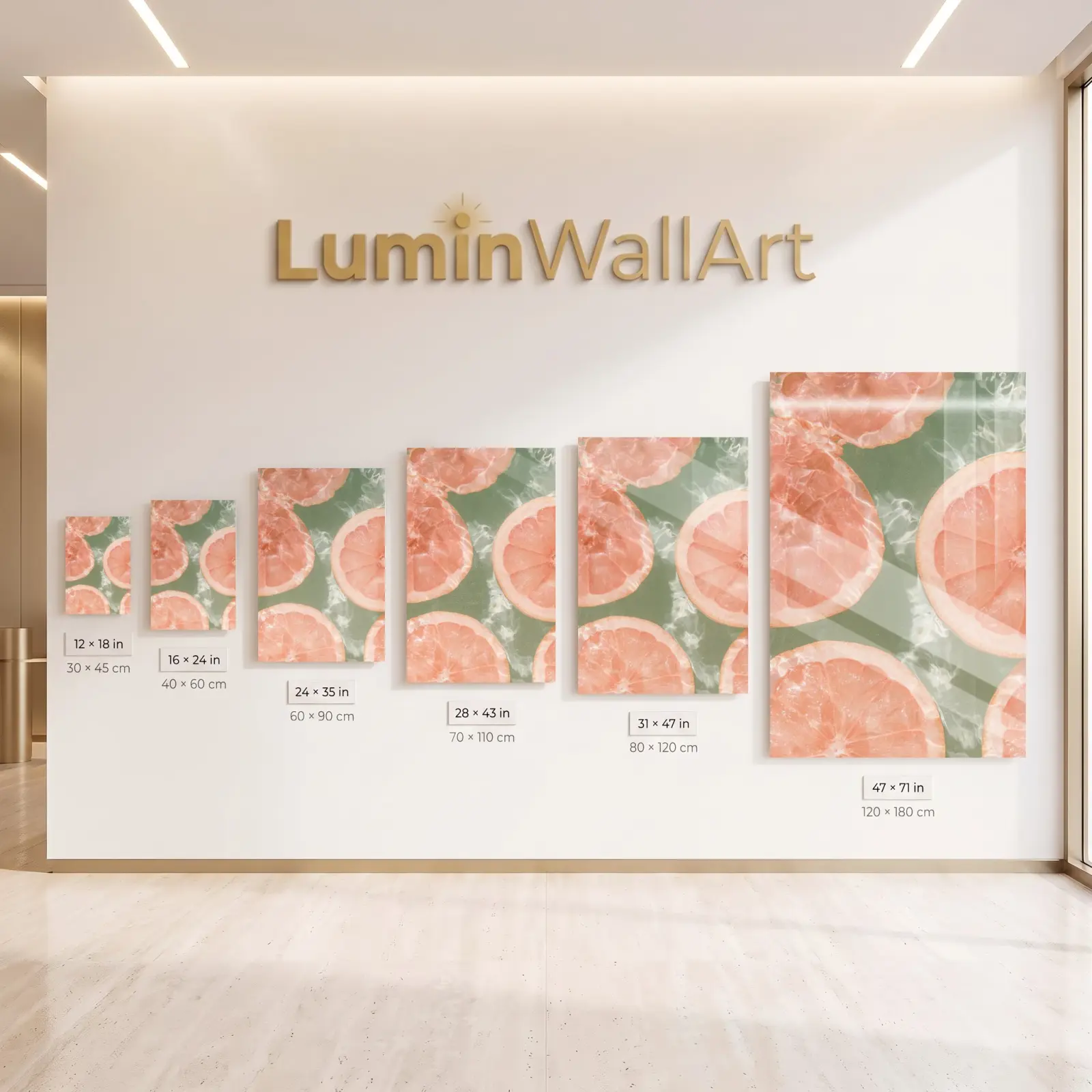 Grapefruit Citrus Wall Art Pink Fruit in Water | Glass Wall Art — 8