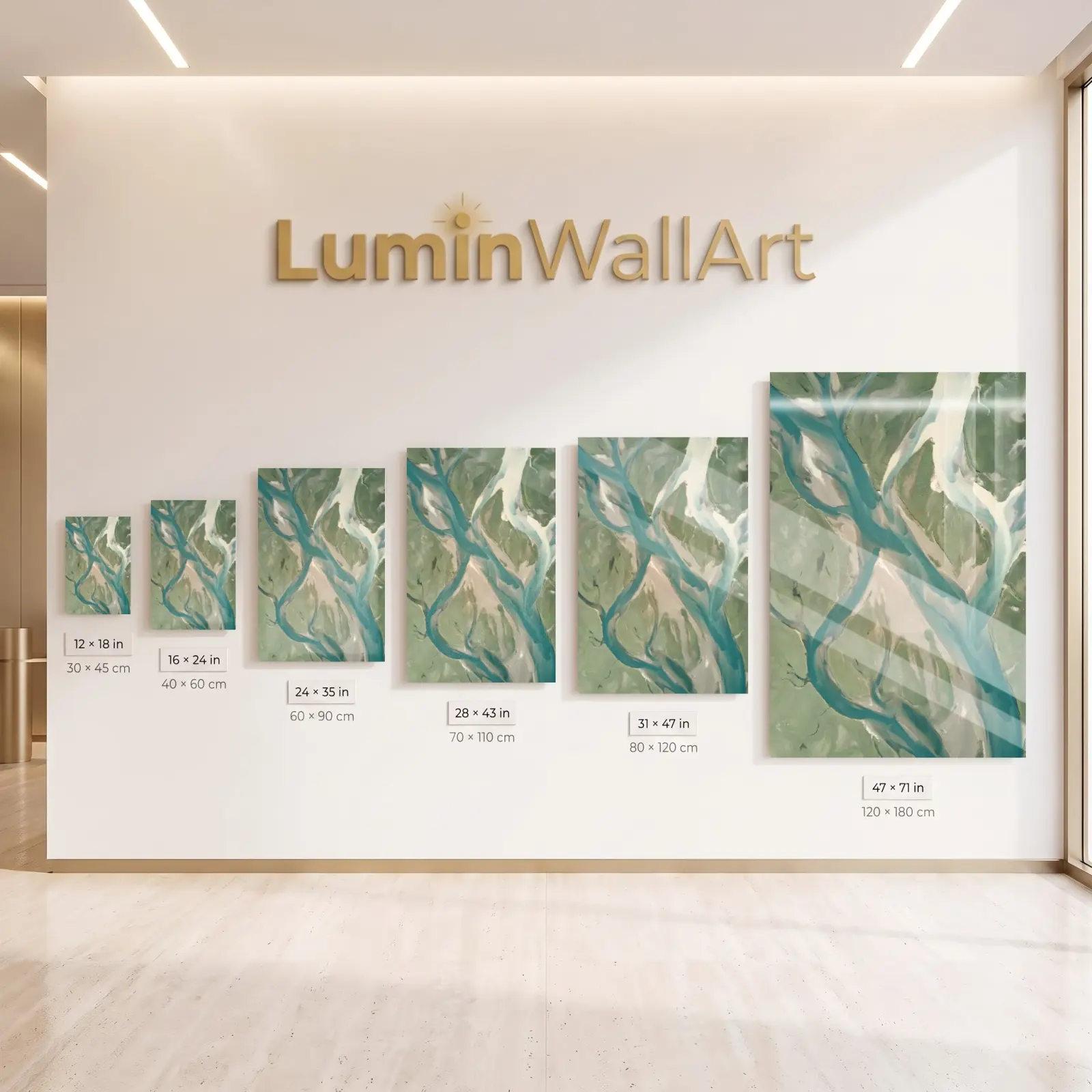 Aerial River Delta Glass Wall Art Turquoise Landscape Glass Wall Decor — 5
