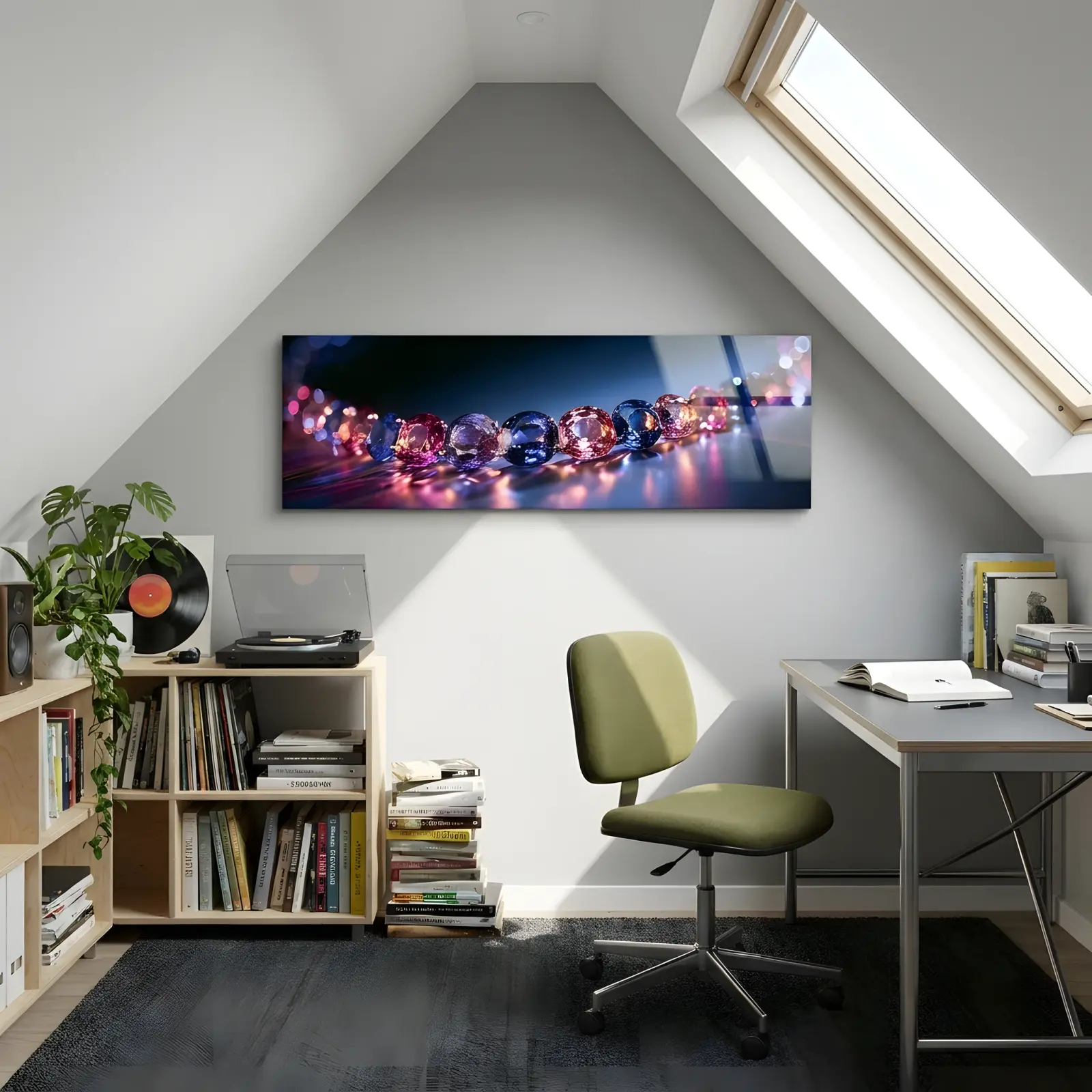 Gemstone Wall Art Sapphire Jewel Bokeh Panorama | Glass Wall Art — 4