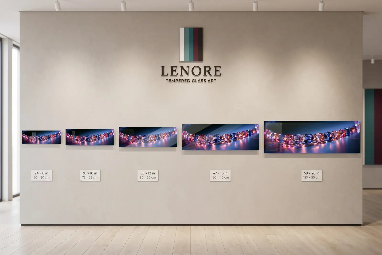 Gemstone Wall Art Sapphire Jewel Bokeh Panorama | Glass Wall Art — 5