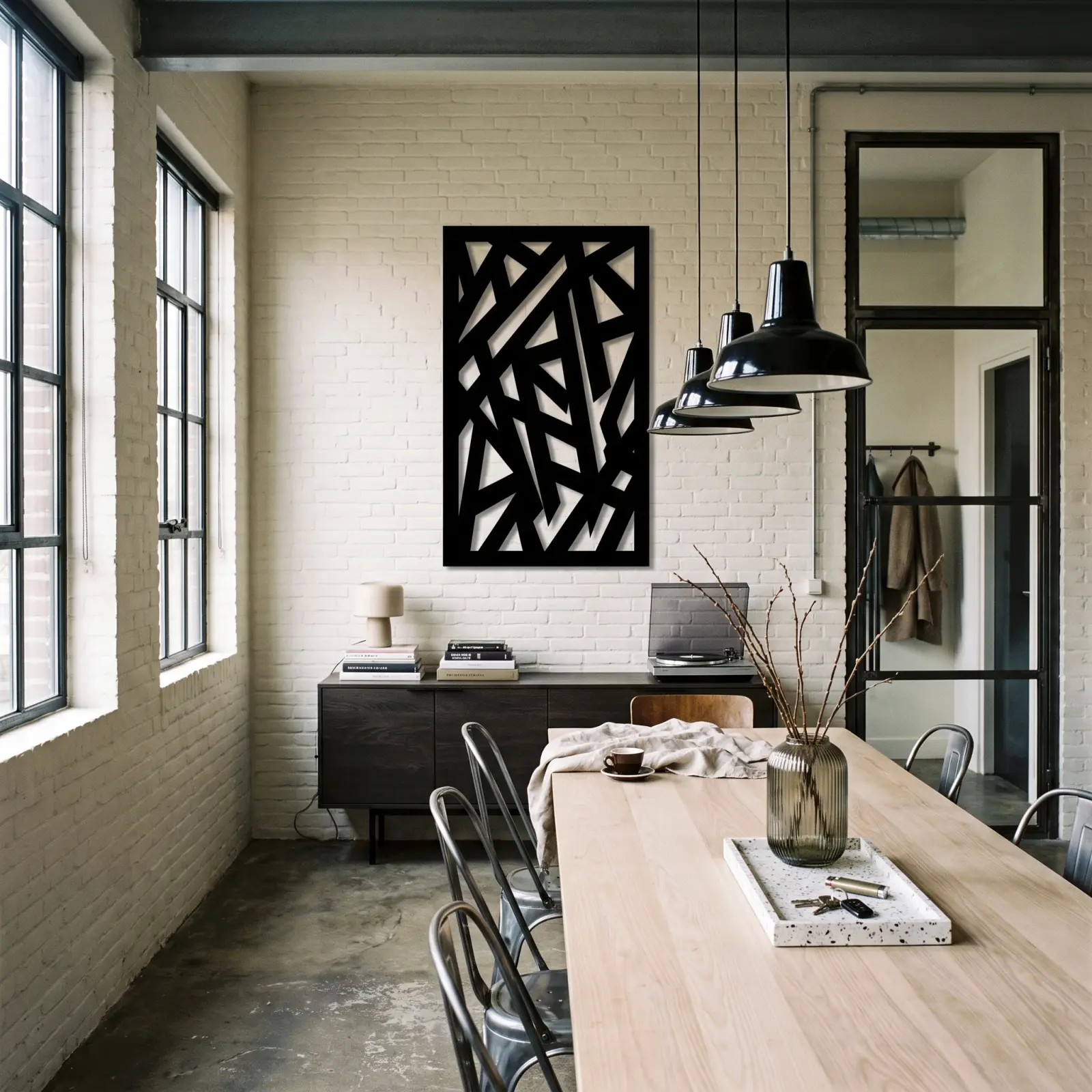 Abstract Geometric Metal Wall Art Vertical – Fracture Line, Modern Living Room Decor — 2