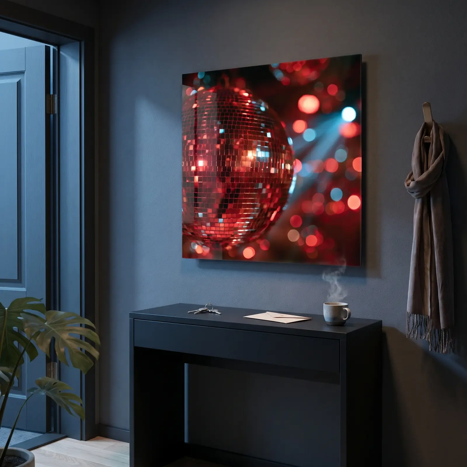 Disco Ball Wall Art Red Nightclub Macro | Glass Wall Art — 2