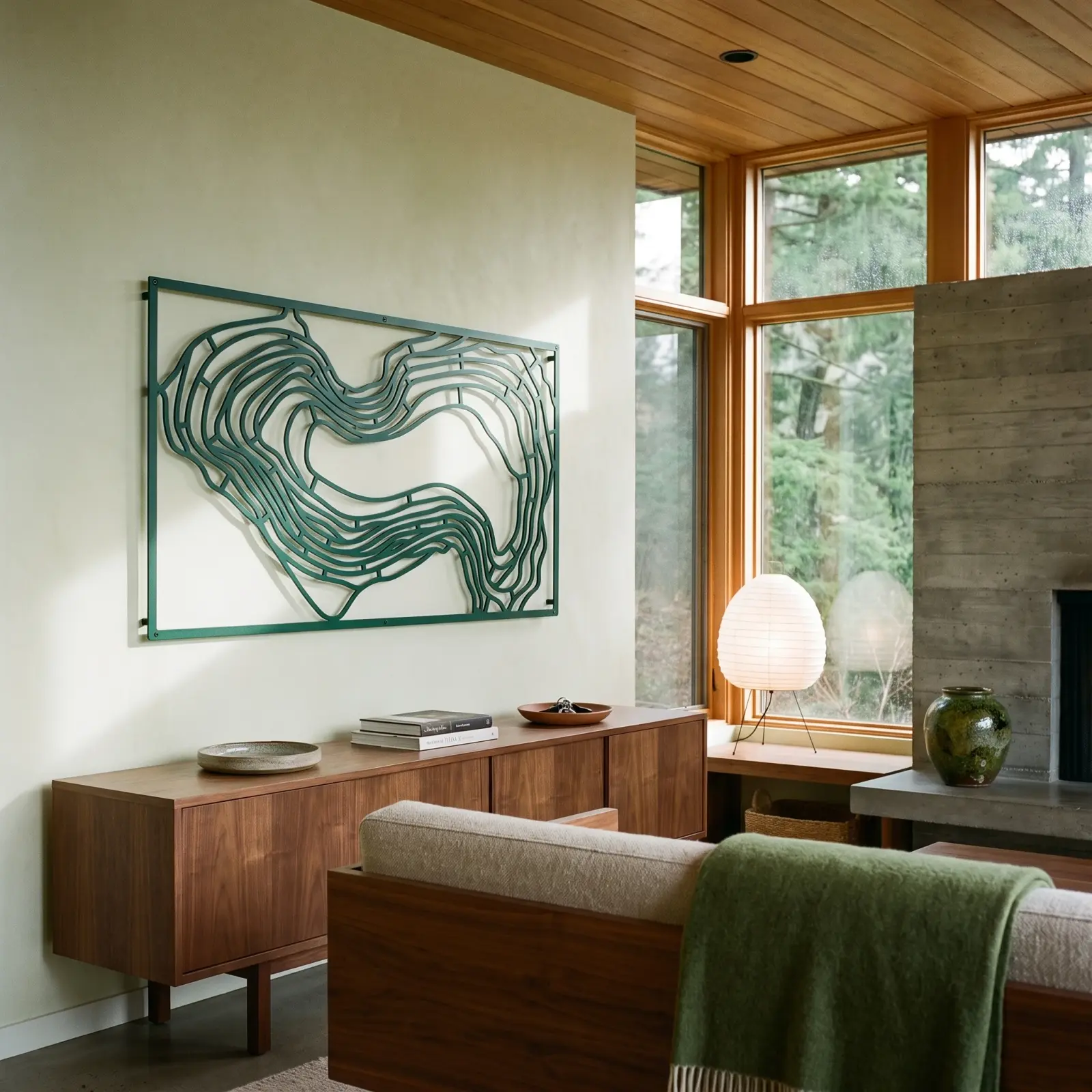 Topographic Contour Lines Metal Wall Art – Valley Strata, Living Room Farmhouse Decor