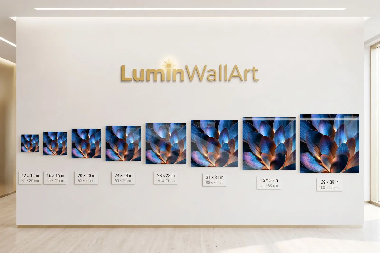 Blue Copper Lotus Petals Macro Botanical | Glass Wall Art — 8