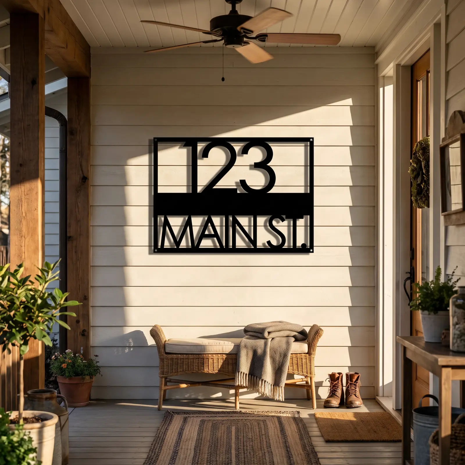 Personalized House Number Street Name Metal Wall Art – Homecoming, Front Porch Address Decor — 4